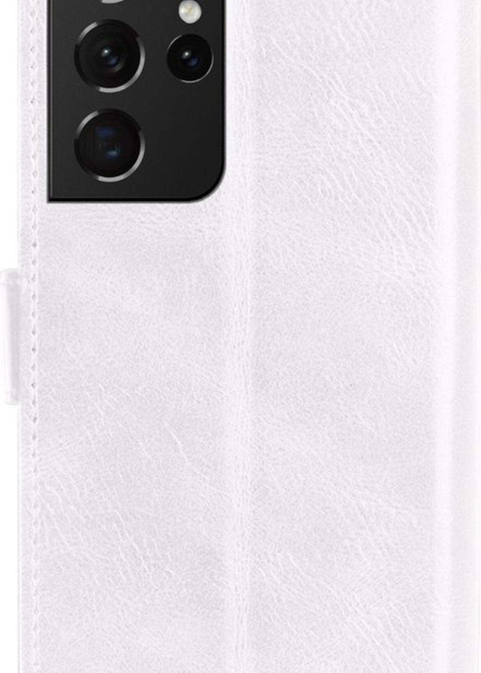 BTH Hoesje Geschikt voor Samsung S21 Ultra Hoesje Book Case Hoes Portemonnee Cover Walletcase - Hoes Geschikt voor Samsung Galaxy S21 Ultra Hoes Bookcase Hoesje - Wit