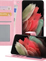 BTH BTH Samsung Galaxy S21 Ultra Hoesje Bookcase - Lichtroze