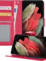BTH BTH Samsung Galaxy S21 Ultra Hoesje Bookcase - Donkerroze