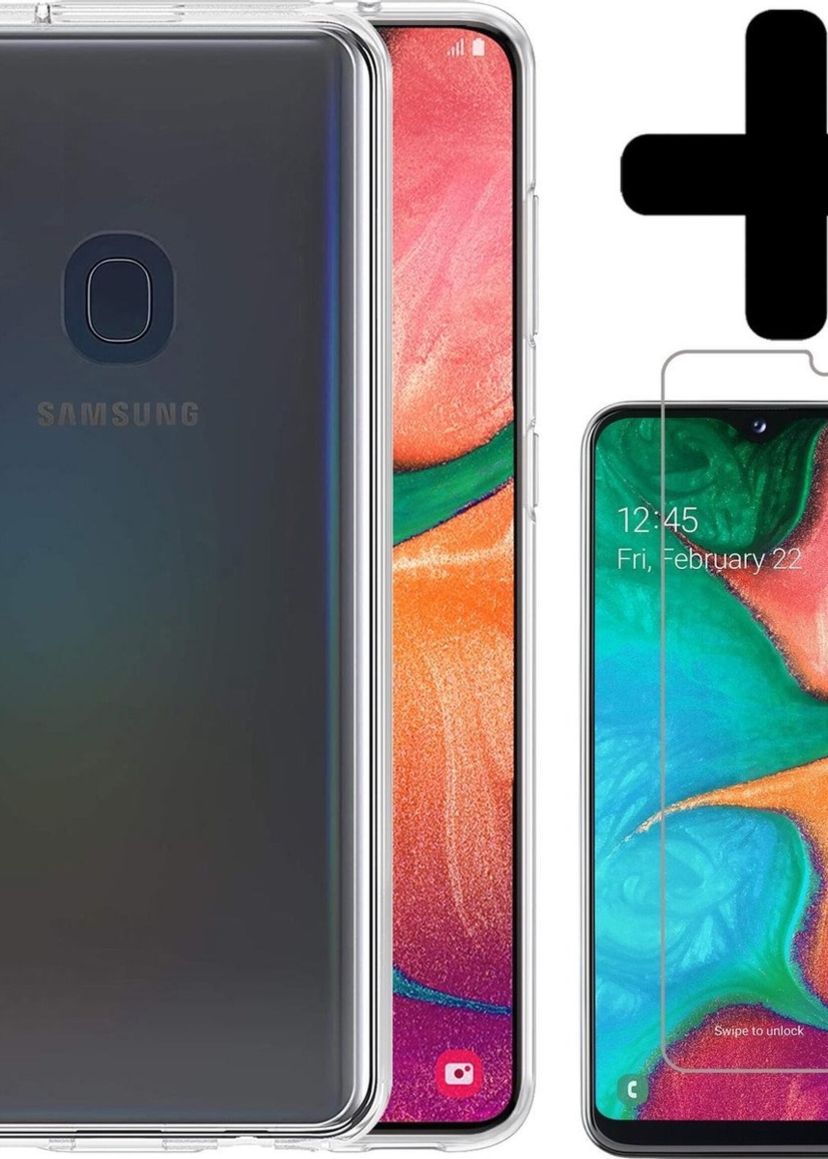 BTH Hoesje Geschikt voor Samsung A20e Hoesje Siliconen Case Hoes Met Screenprotector - Hoes Geschikt voor Samsung Galaxy A20e Hoes Cover Case - Transparant