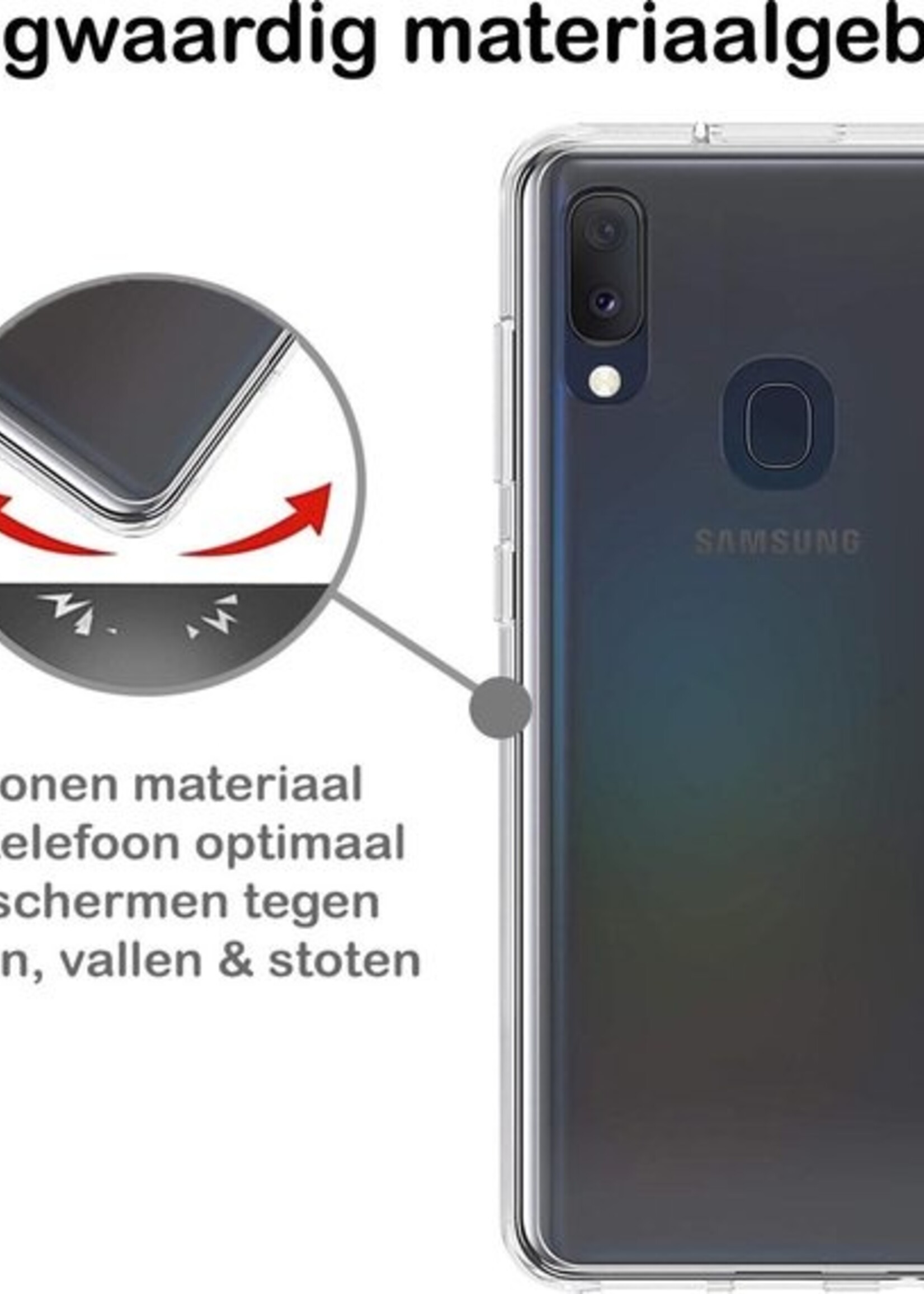 BTH Hoesje Geschikt voor Samsung A20e Hoesje Siliconen Case Hoes Met Screenprotector - Hoes Geschikt voor Samsung Galaxy A20e Hoes Cover Case - Transparant