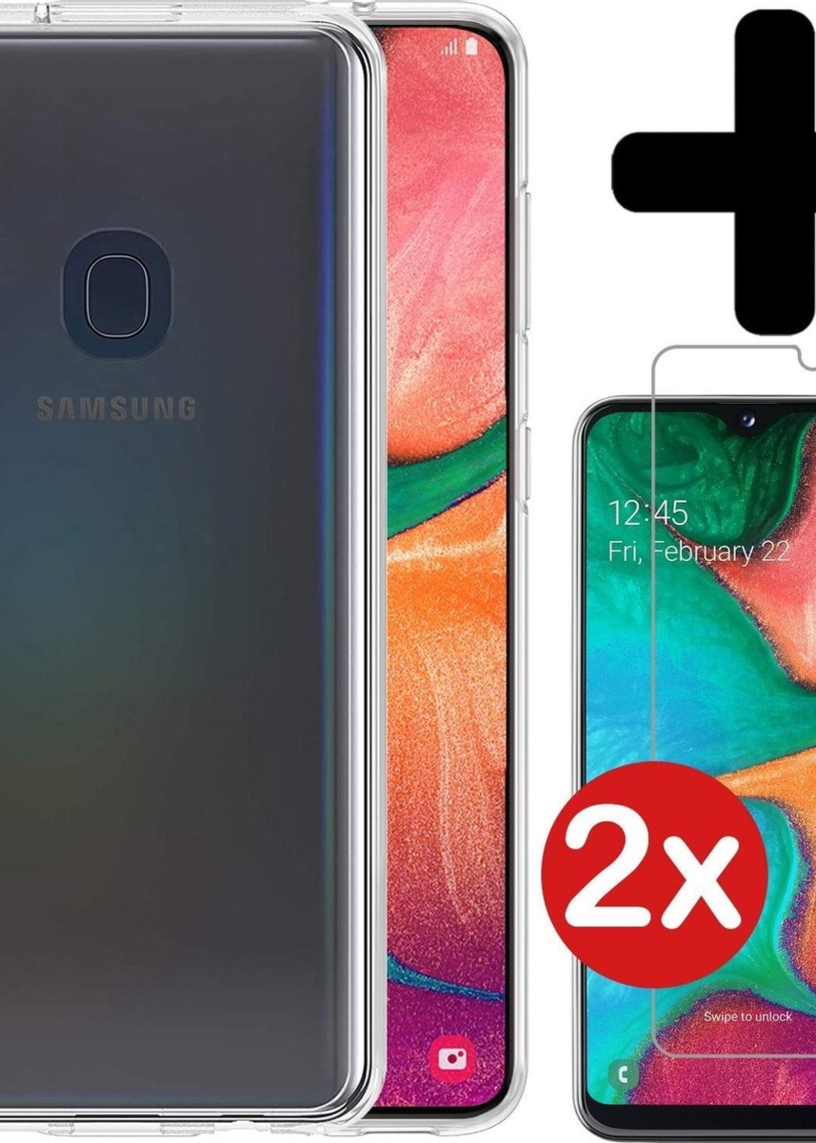 BTH Hoesje Geschikt voor Samsung A20e Hoesje Siliconen Case Hoes Met 2x Screenprotector - Hoes Geschikt voor Samsung Galaxy A20e Hoes Cover Case - Transparant