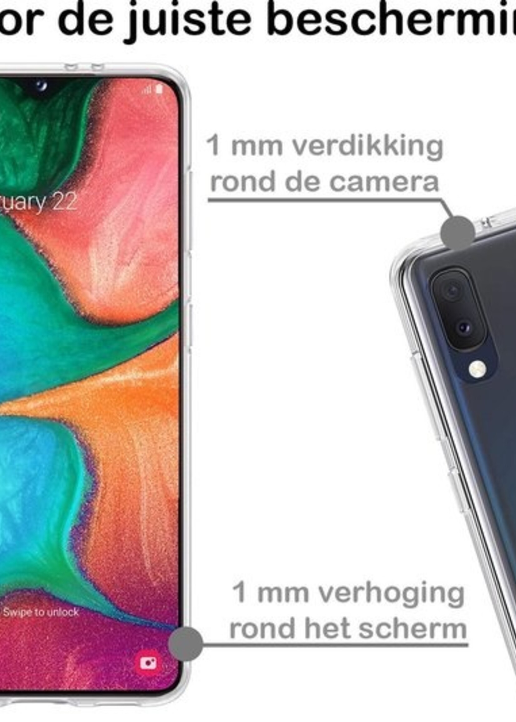 BTH Hoesje Geschikt voor Samsung A20e Hoesje Siliconen Case Hoes Met 2x Screenprotector - Hoes Geschikt voor Samsung Galaxy A20e Hoes Cover Case - Transparant