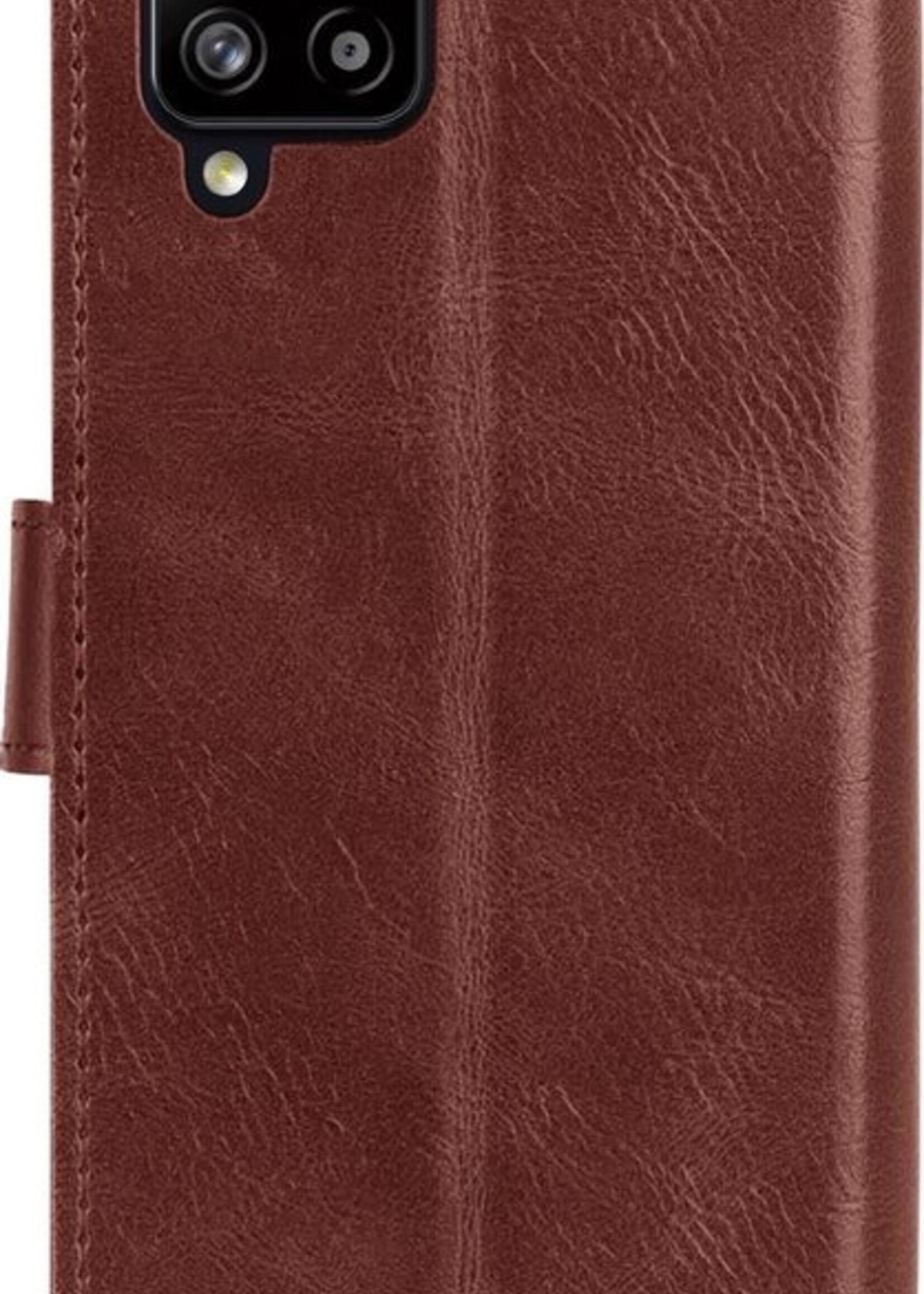 BTH Hoesje Geschikt voor Samsung A12 Hoesje Book Case Hoes Portemonnee Cover Walletcase - Hoes Geschikt voor Samsung Galaxy A12 Hoes Bookcase Hoesje - Bruin