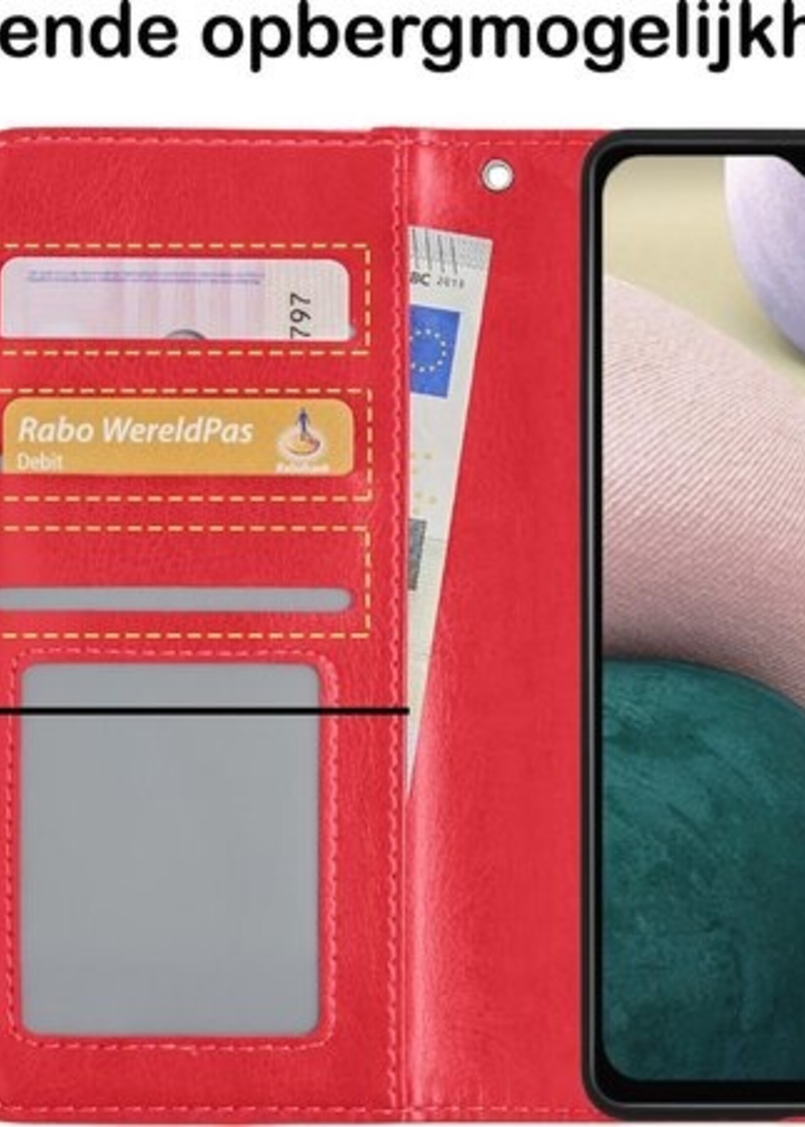 BTH Hoesje Geschikt voor Samsung A12 Hoesje Book Case Hoes Portemonnee Cover Walletcase - Hoes Geschikt voor Samsung Galaxy A12 Hoes Bookcase Hoesje - Rood