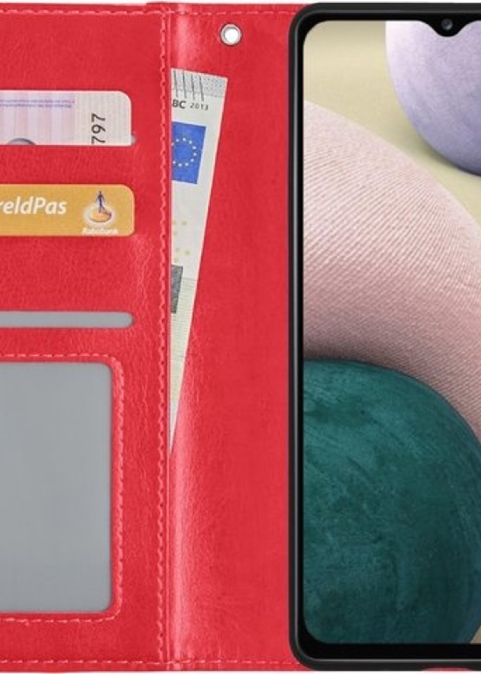 BTH Hoesje Geschikt voor Samsung A12 Hoesje Book Case Hoes Portemonnee Cover Walletcase - Hoes Geschikt voor Samsung Galaxy A12 Hoes Bookcase Hoesje - Rood
