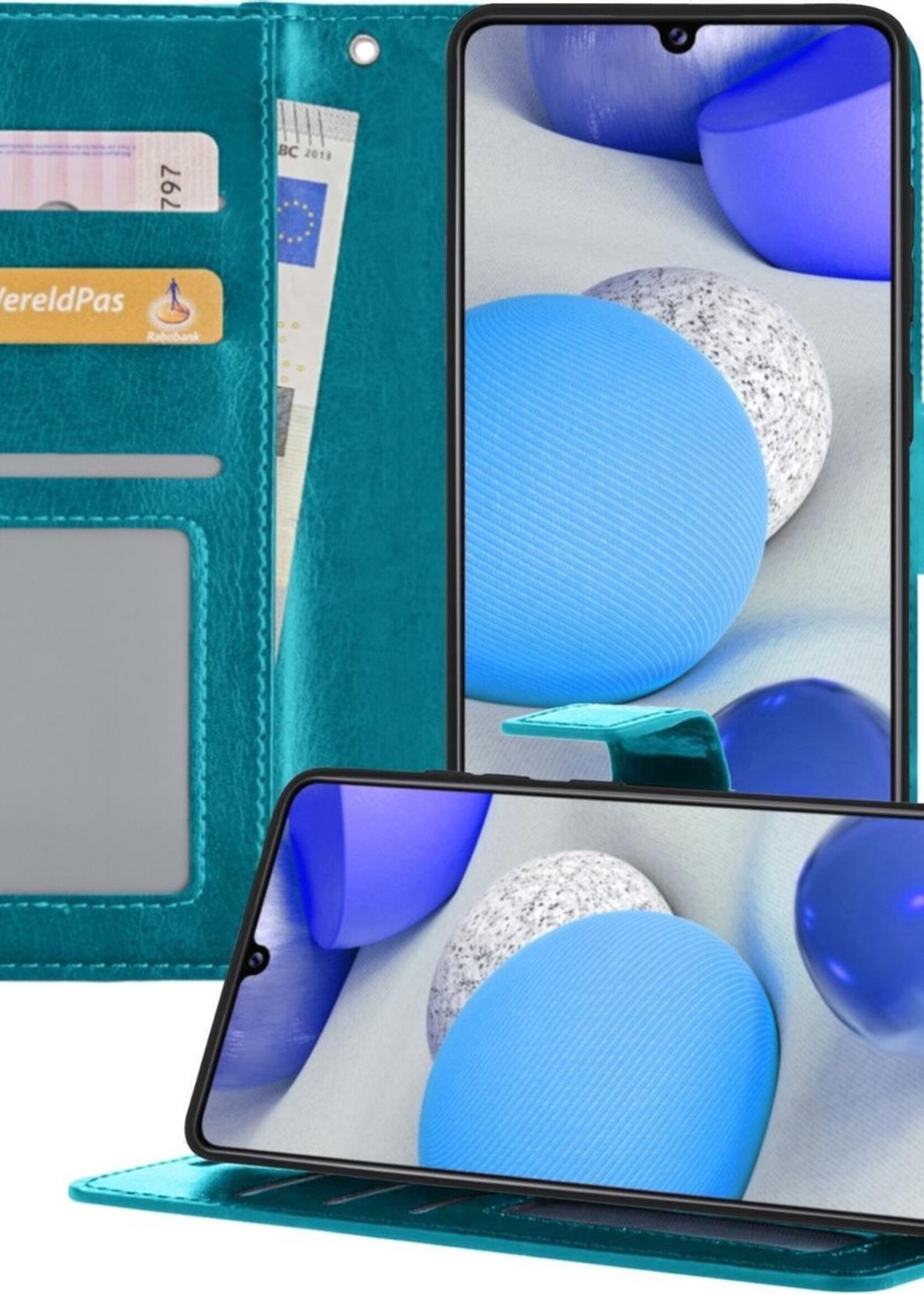 BTH Hoesje Geschikt voor Samsung A42 Hoesje Book Case Hoes Portemonnee Cover Walletcase - Hoes Geschikt voor Samsung Galaxy A42 Hoes Bookcase Hoesje - Turquoise