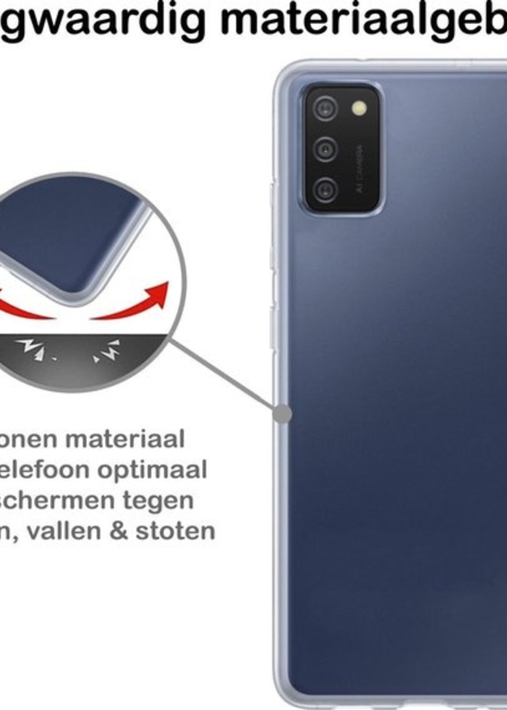 BTH Hoesje Geschikt voor Samsung A02s Hoesje Siliconen Case Hoes - Hoes Geschikt voor Samsung Galaxy A02s Hoes Cover Case - Transparant