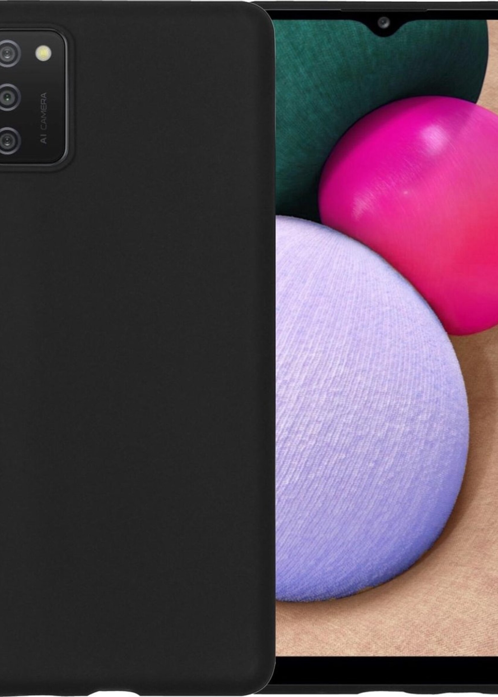 BTH Hoesje Geschikt voor Samsung A02s Hoesje Siliconen Case Hoes - Hoes Geschikt voor Samsung Galaxy A02s Hoes Cover Case - Zwart