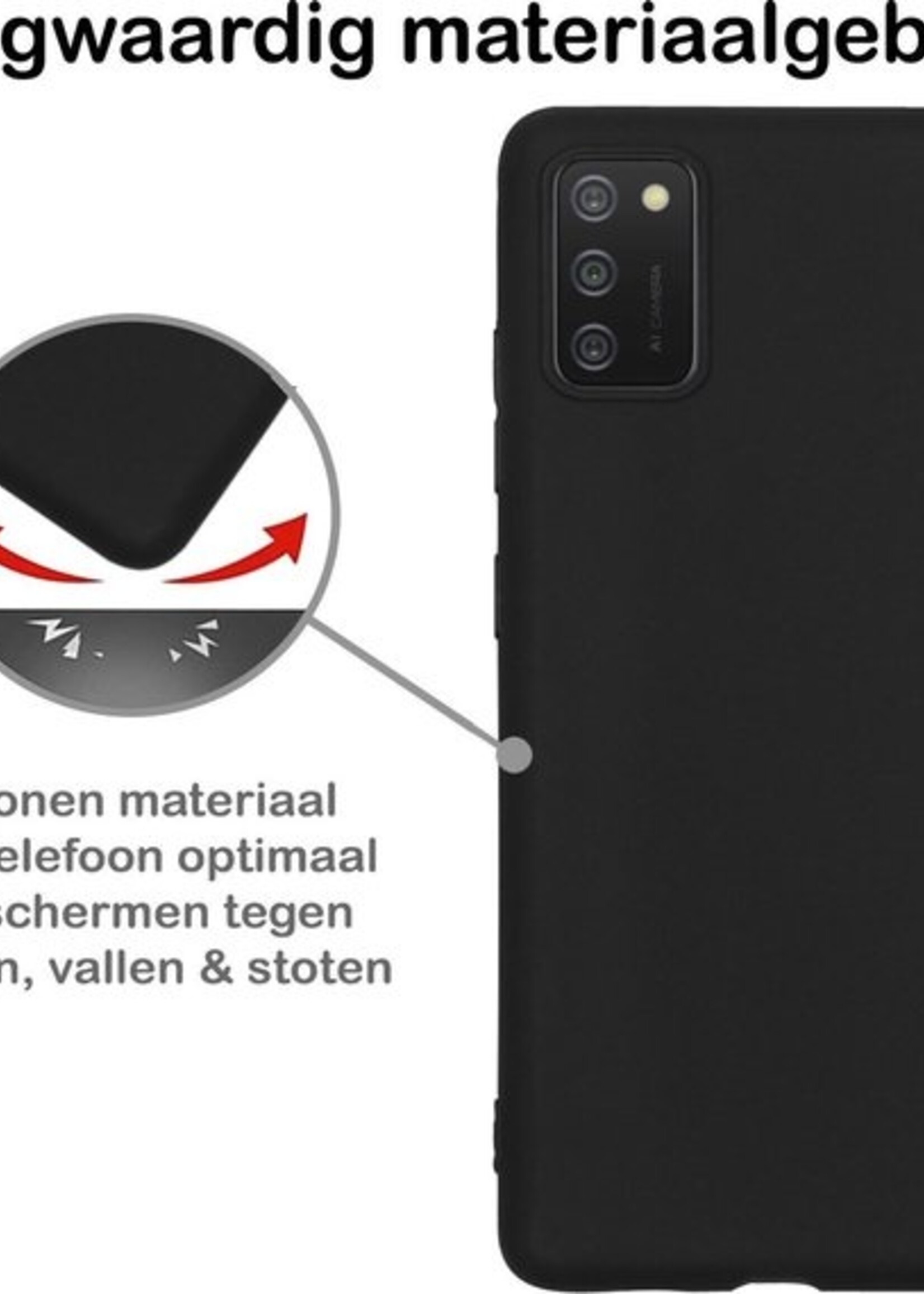 BTH Hoesje Geschikt voor Samsung A02s Hoesje Siliconen Case Hoes - Hoes Geschikt voor Samsung Galaxy A02s Hoes Cover Case - Zwart