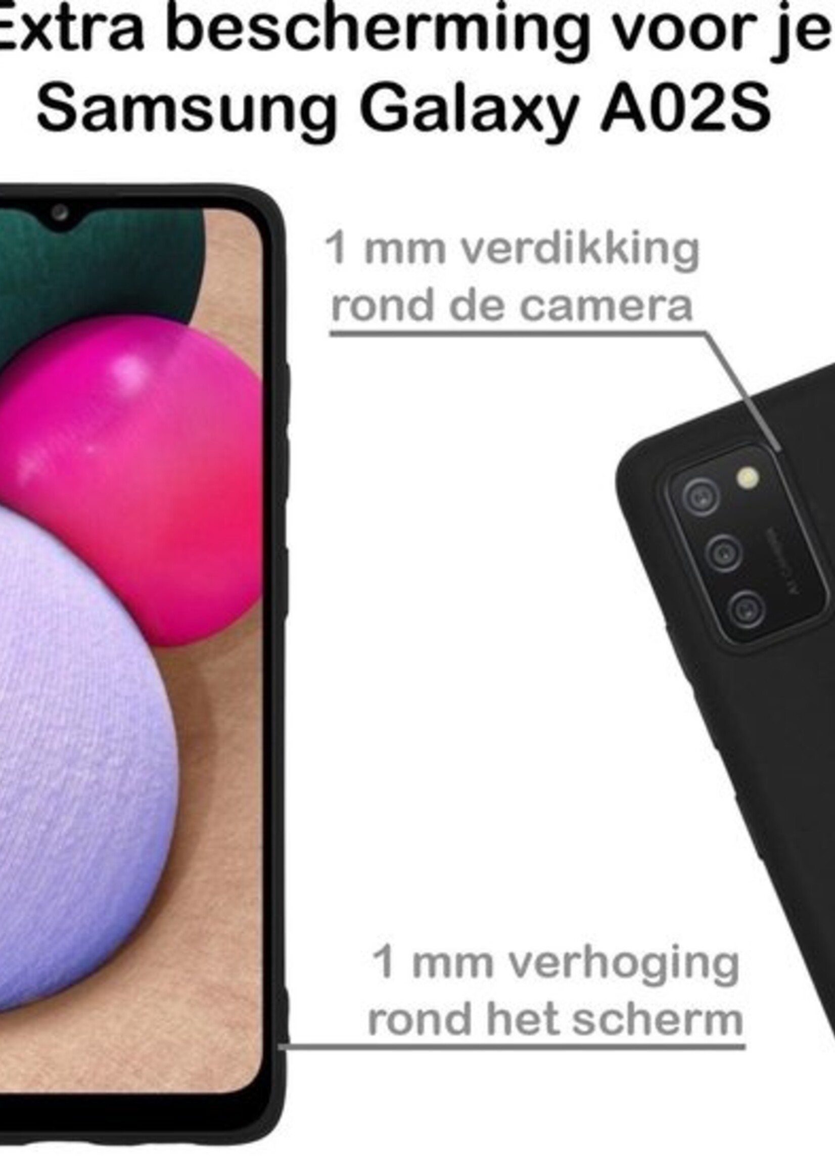 BTH Hoesje Geschikt voor Samsung A02s Hoesje Siliconen Case Hoes - Hoes Geschikt voor Samsung Galaxy A02s Hoes Cover Case - Zwart