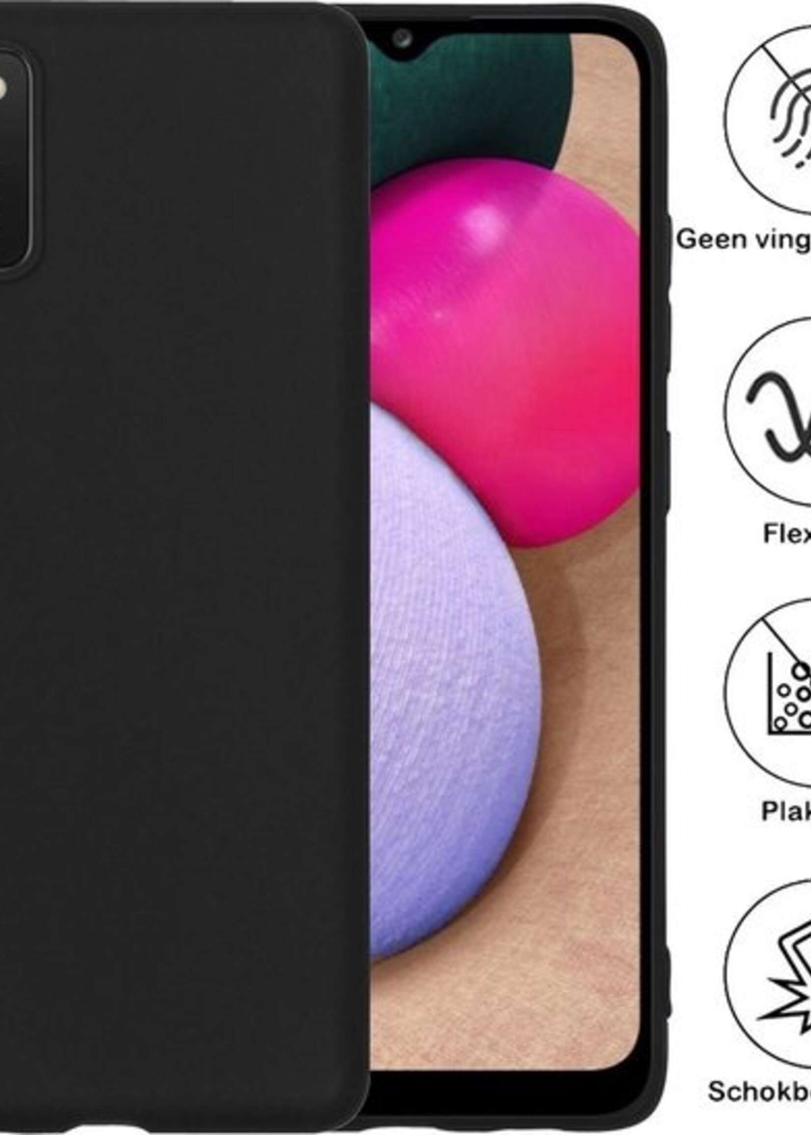 BTH Hoesje Geschikt voor Samsung A02s Hoesje Siliconen Case Hoes - Hoes Geschikt voor Samsung Galaxy A02s Hoes Cover Case - Zwart