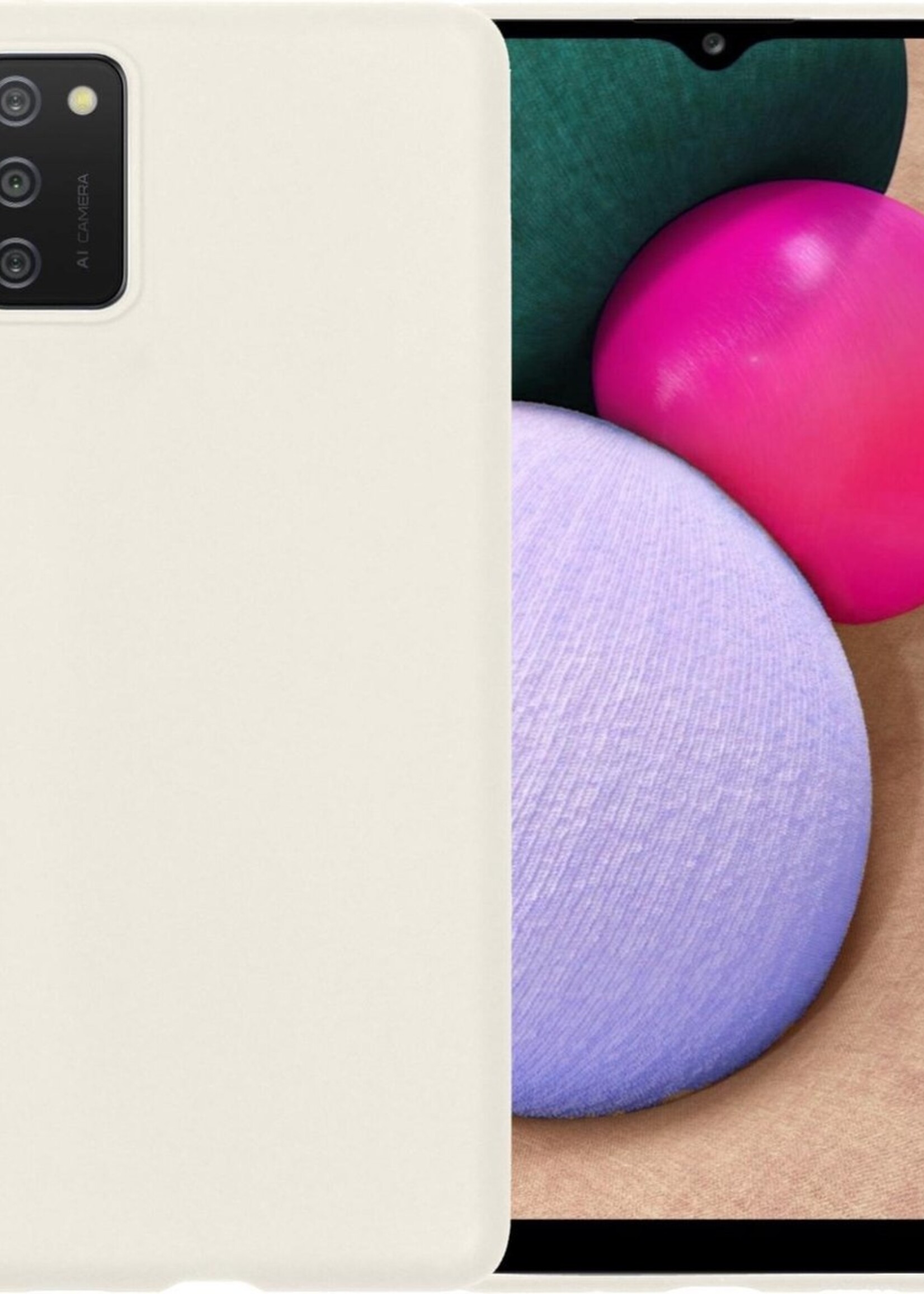 BTH Hoesje Geschikt voor Samsung A02s Hoesje Siliconen Case Hoes - Hoes Geschikt voor Samsung Galaxy A02s Hoes Cover Case - Wit