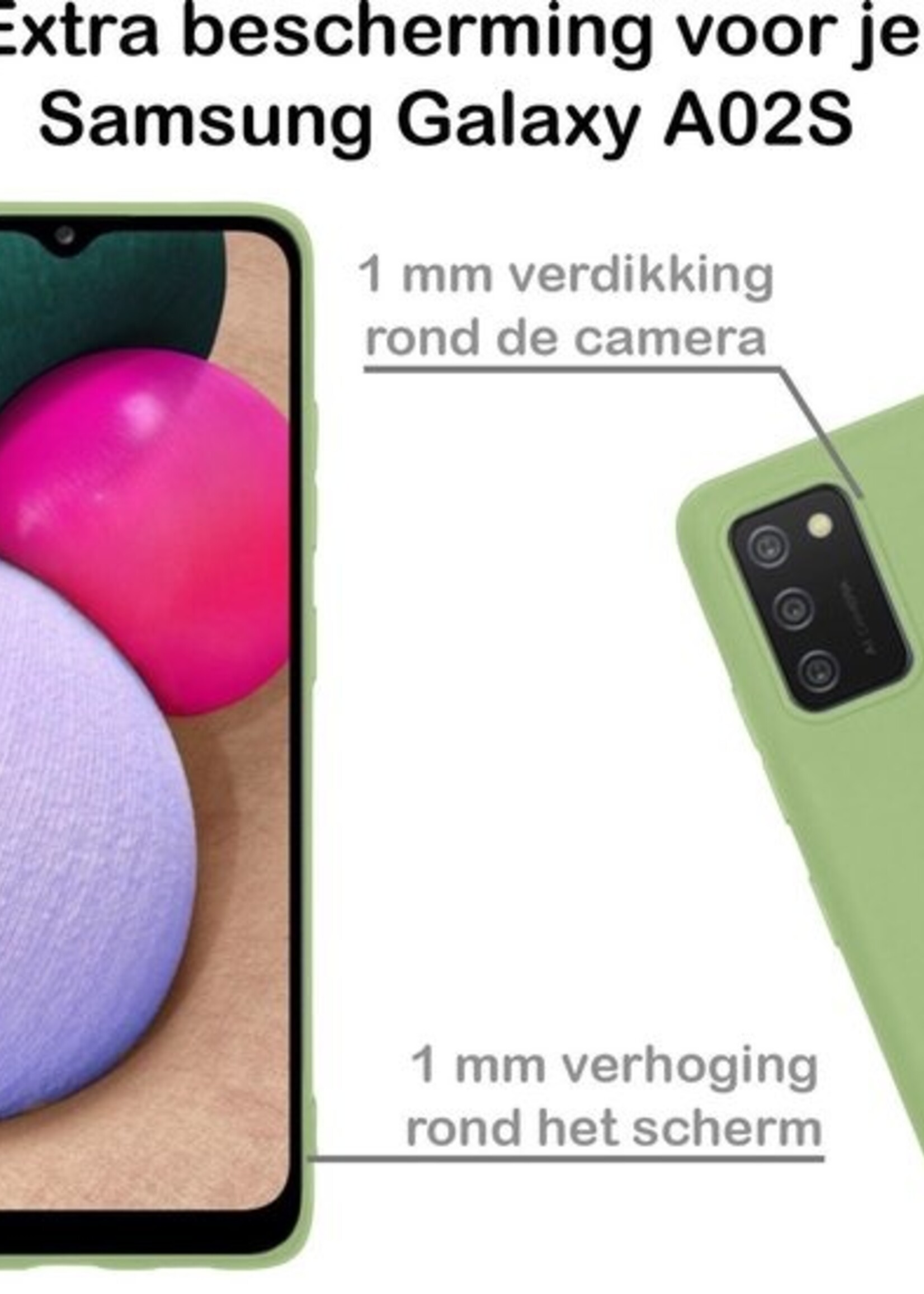 BTH Hoesje Geschikt voor Samsung A02s Hoesje Siliconen Case Hoes - Hoes Geschikt voor Samsung Galaxy A02s Hoes Cover Case - Groen