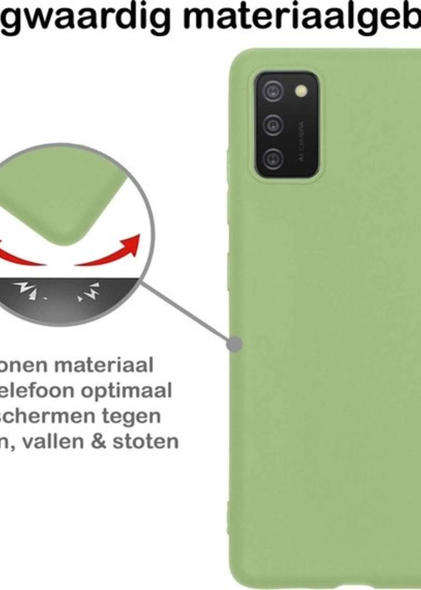 BTH Hoesje Geschikt voor Samsung A02s Hoesje Siliconen Case Hoes - Hoes Geschikt voor Samsung Galaxy A02s Hoes Cover Case - Groen