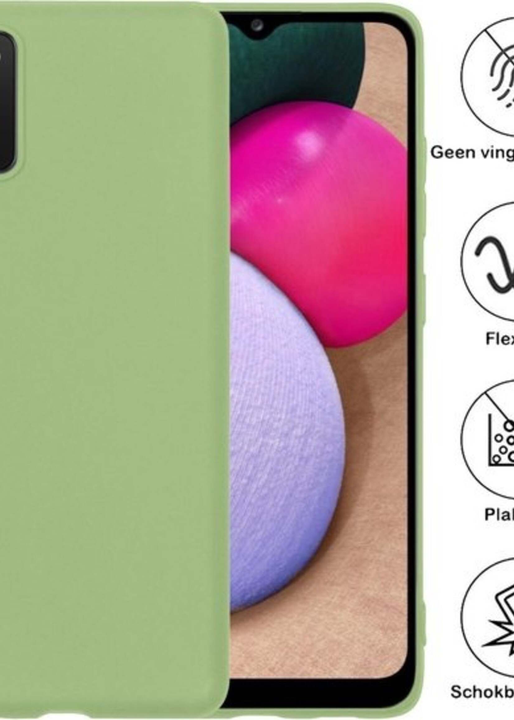 BTH Hoesje Geschikt voor Samsung A02s Hoesje Siliconen Case Hoes - Hoes Geschikt voor Samsung Galaxy A02s Hoes Cover Case - Groen