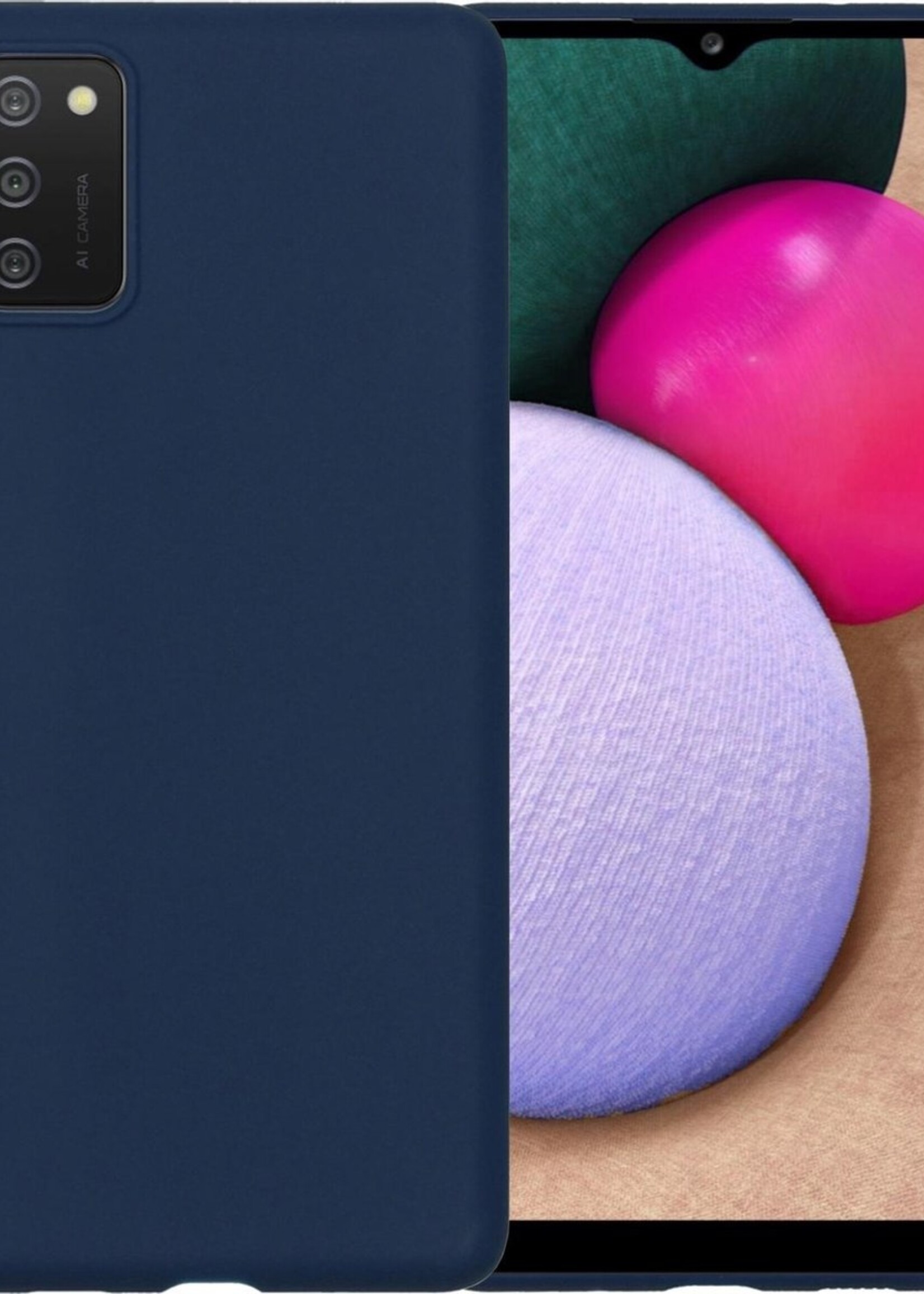 BTH Hoesje Geschikt voor Samsung A02s Hoesje Siliconen Case Hoes - Hoes Geschikt voor Samsung Galaxy A02s Hoes Cover Case - Blauw