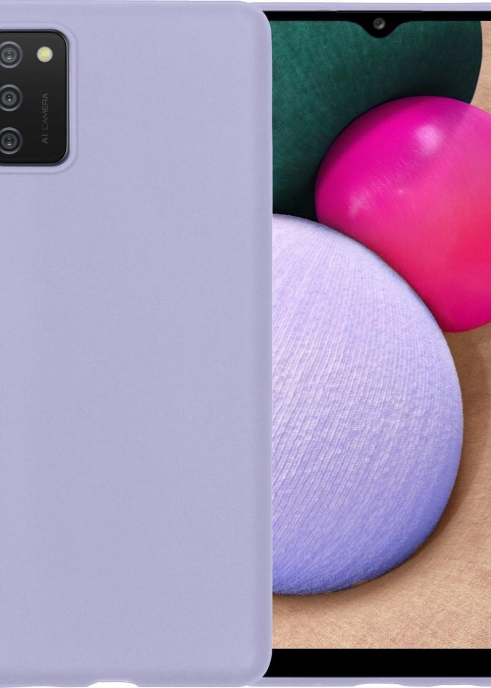 BTH Hoesje Geschikt voor Samsung A02s Hoesje Siliconen Case Hoes - Hoes Geschikt voor Samsung Galaxy A02s Hoes Cover Case - Lila