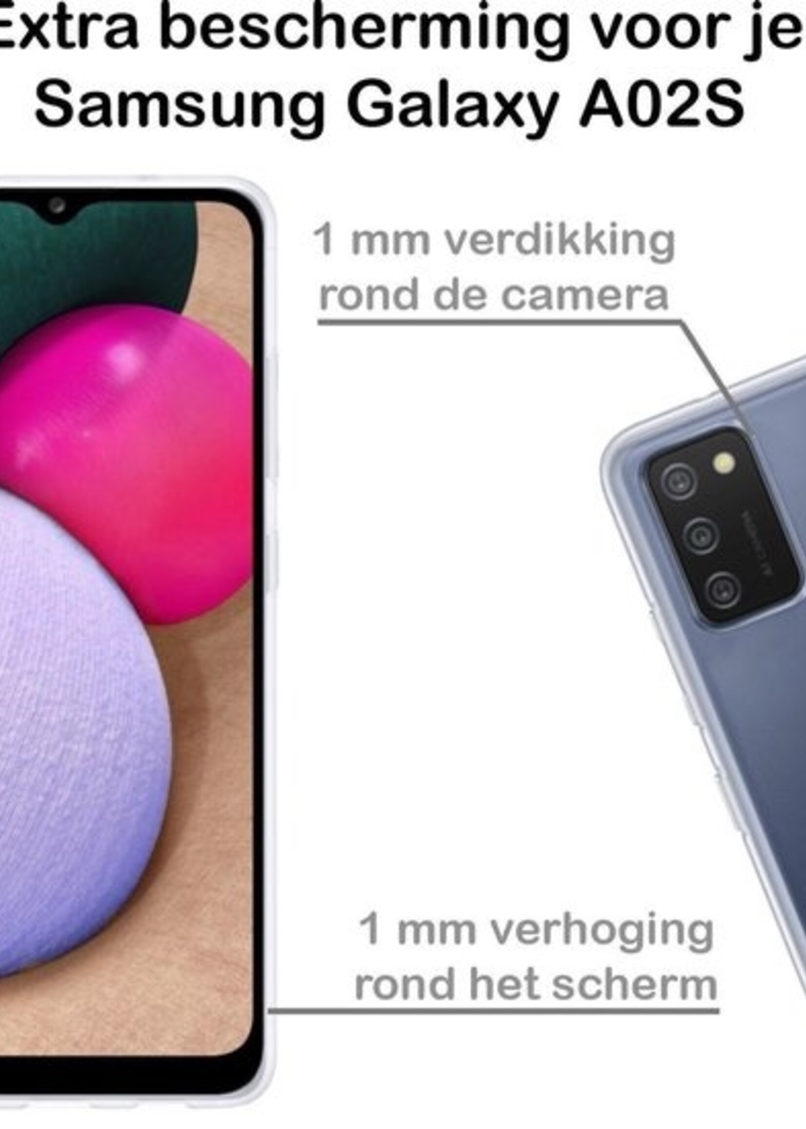 BTH Hoesje Geschikt voor Samsung A02s Hoesje Siliconen Case Hoes - Hoes Geschikt voor Samsung Galaxy A02s Hoes Cover Case - Transparant - 2 PACK