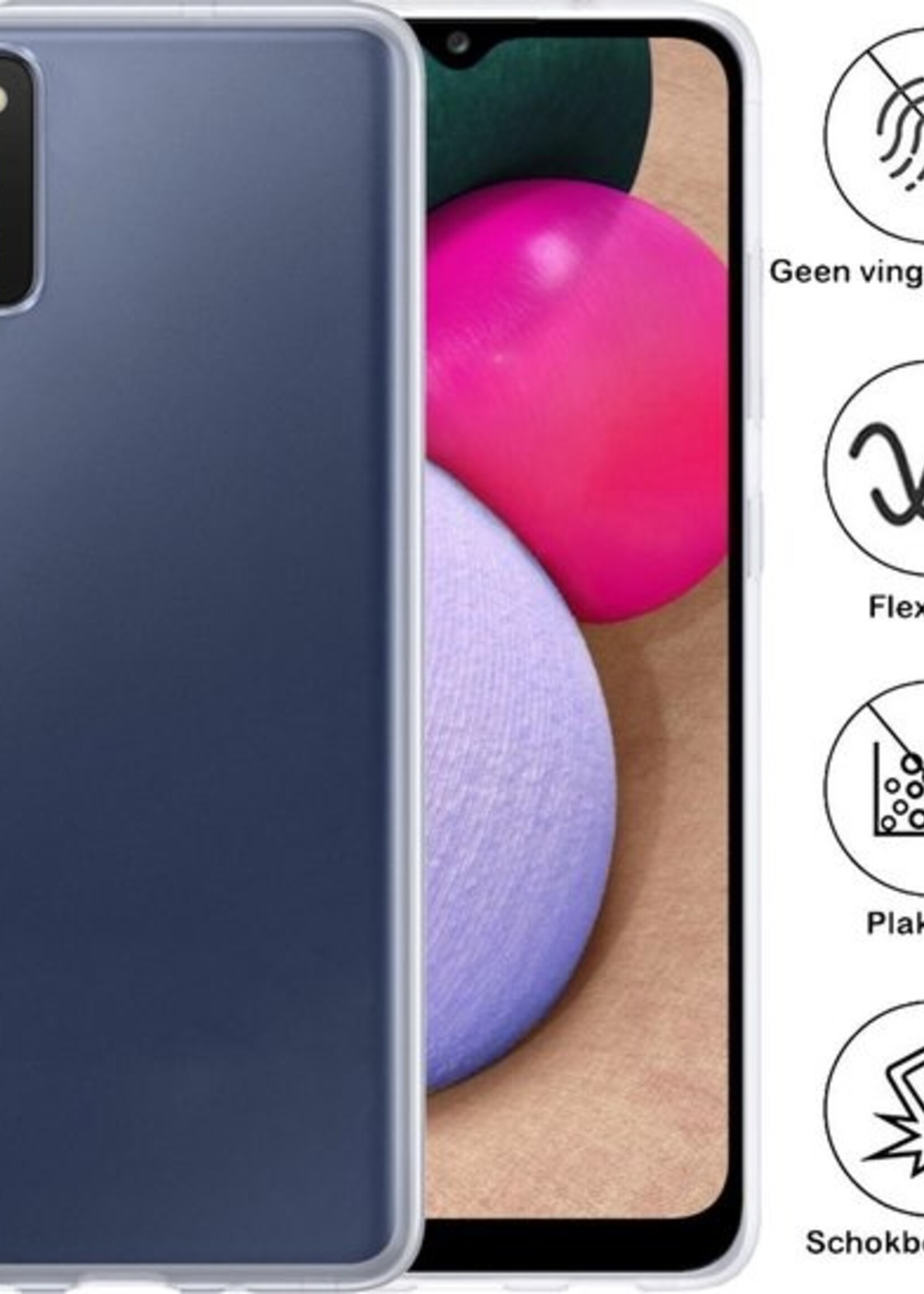 BTH Hoesje Geschikt voor Samsung A02s Hoesje Siliconen Case Hoes - Hoes Geschikt voor Samsung Galaxy A02s Hoes Cover Case - Transparant - 2 PACK