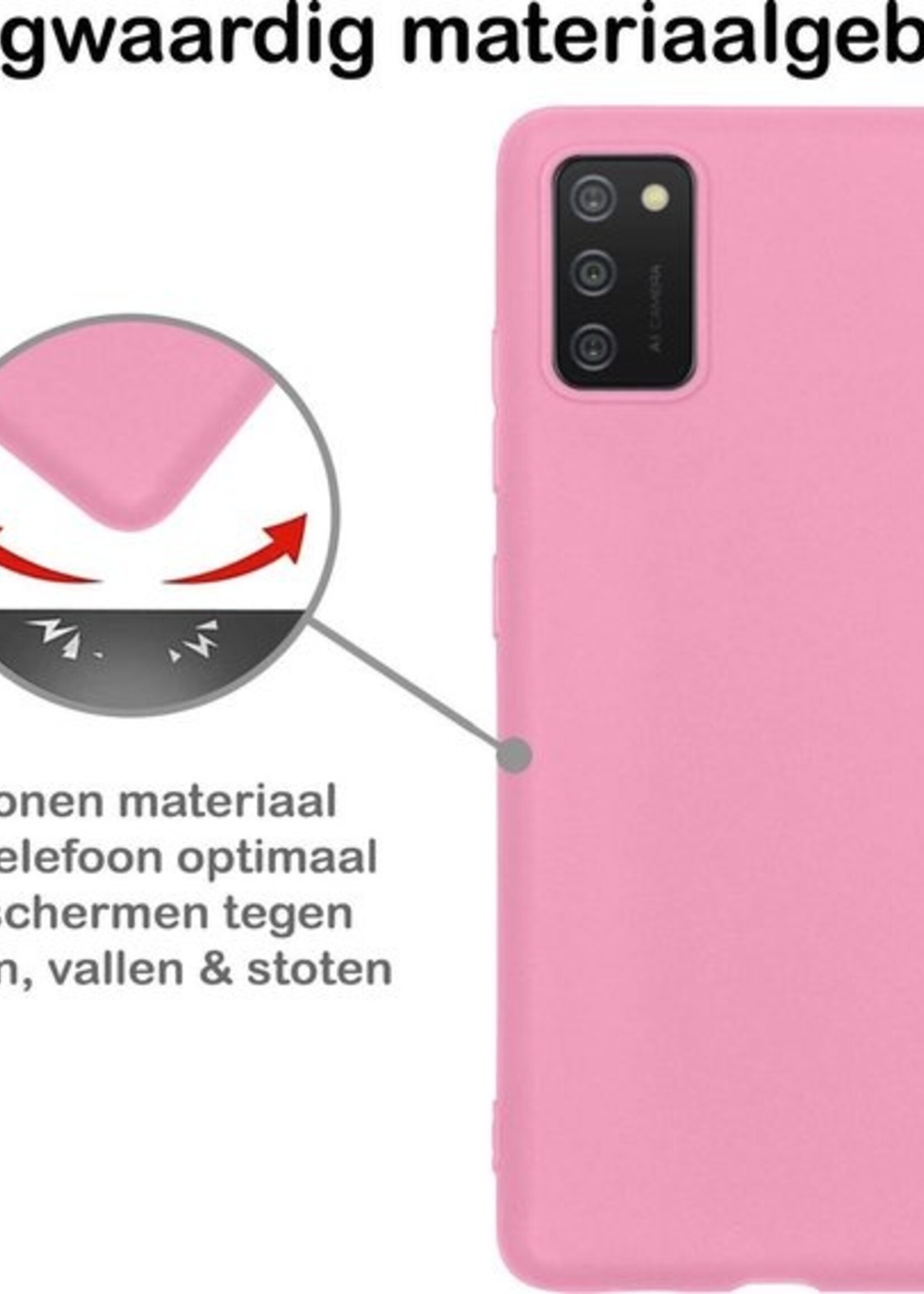 BTH Hoesje Geschikt voor Samsung A02s Hoesje Siliconen Case Hoes - Hoes Geschikt voor Samsung Galaxy A02s Hoes Cover Case - Lichtroze - 2 PACK