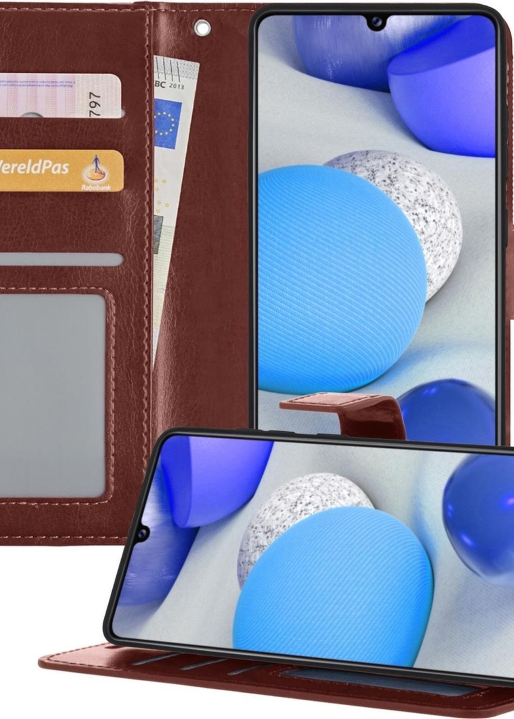BTH Hoesje Geschikt voor Samsung A42 Hoesje Book Case Hoes Portemonnee Cover Walletcase - Hoes Geschikt voor Samsung Galaxy A42 Hoes Bookcase Hoesje - Bruin