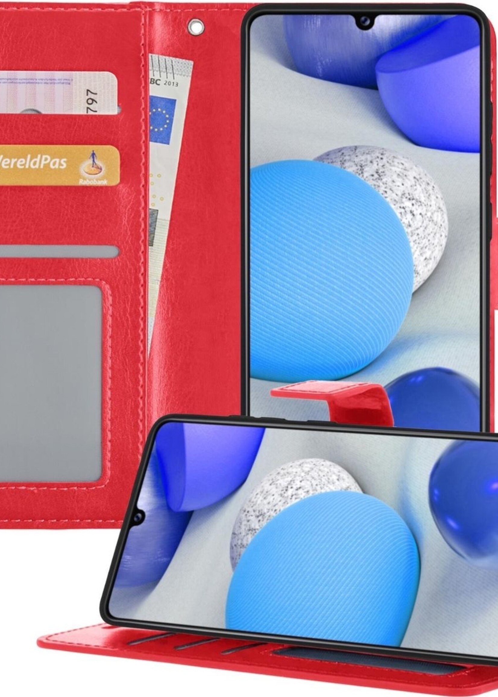 BTH Hoesje Geschikt voor Samsung A42 Hoesje Book Case Hoes Portemonnee Cover Walletcase - Hoes Geschikt voor Samsung Galaxy A42 Hoes Bookcase Hoesje - Rood