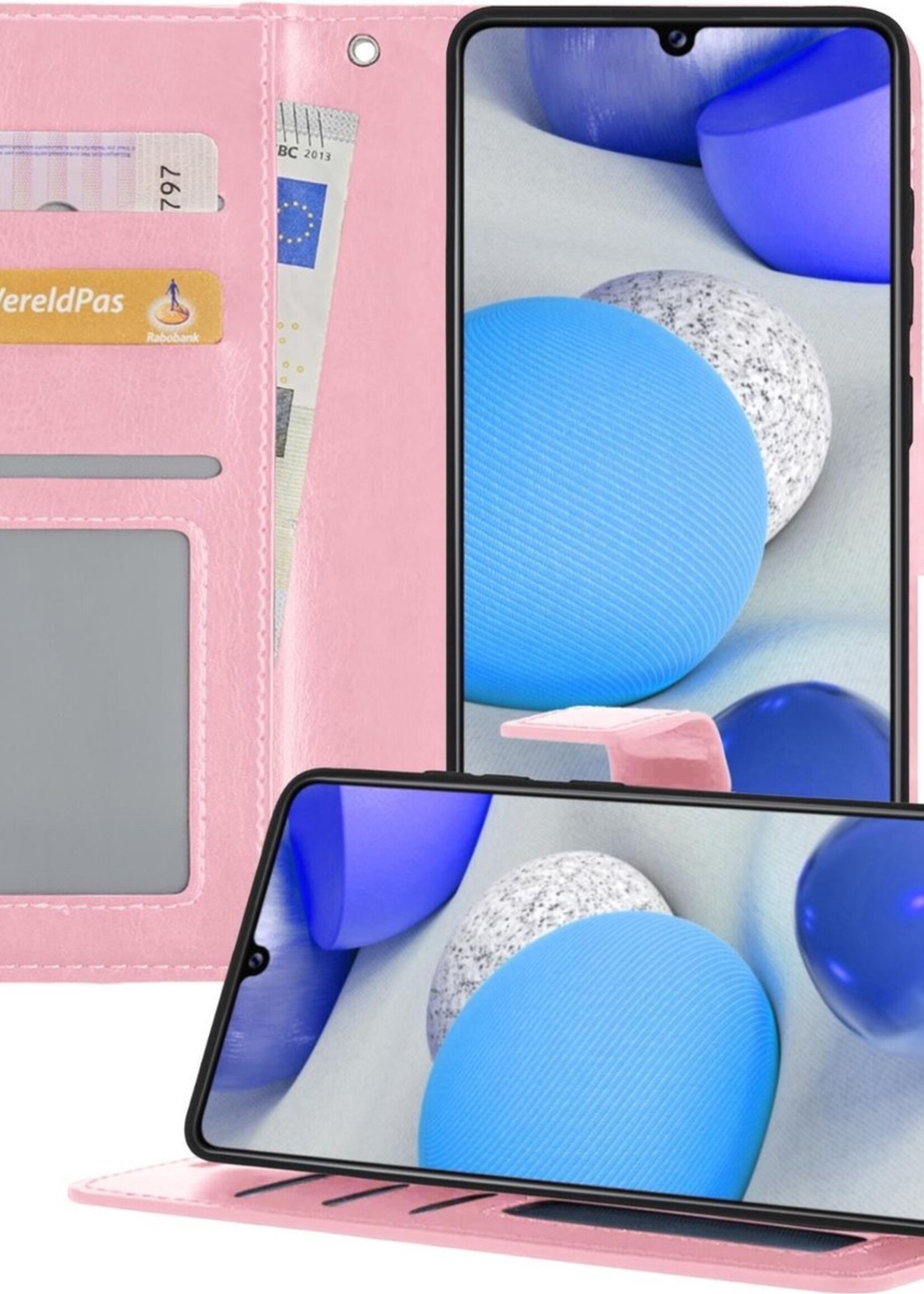 BTH Hoesje Geschikt voor Samsung A42 Hoesje Book Case Hoes Portemonnee Cover Walletcase - Hoes Geschikt voor Samsung Galaxy A42 Hoes Bookcase Hoesje - Roze