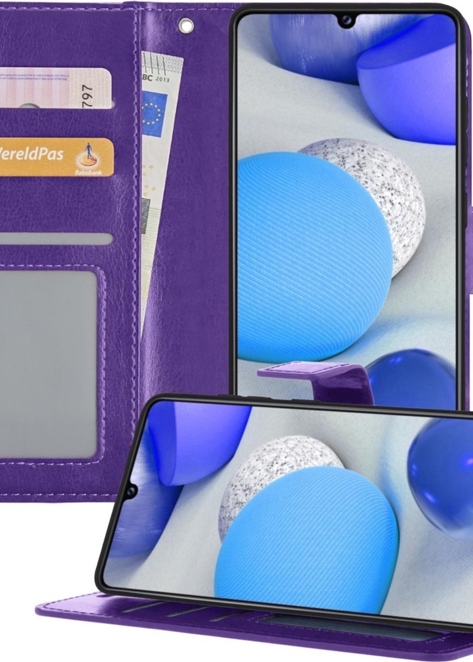 BTH Hoesje Geschikt voor Samsung A42 Hoesje Book Case Hoes Portemonnee Cover Walletcase - Hoes Geschikt voor Samsung Galaxy A42 Hoes Bookcase Hoesje - Paars