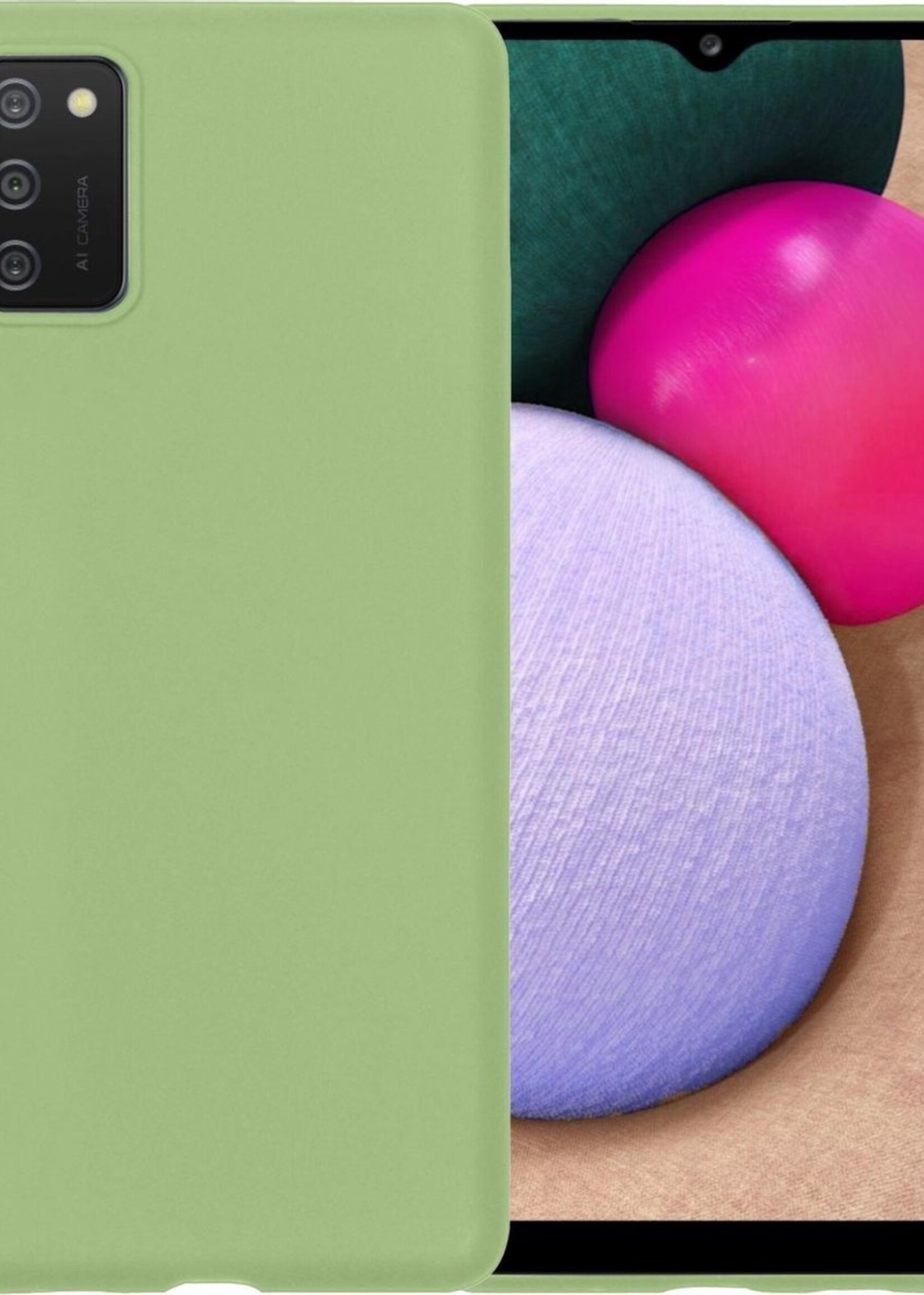BTH Hoesje Geschikt voor Samsung A02s Hoesje Siliconen Case Hoes - Hoes Geschikt voor Samsung Galaxy A02s Hoes Cover Case - Groen