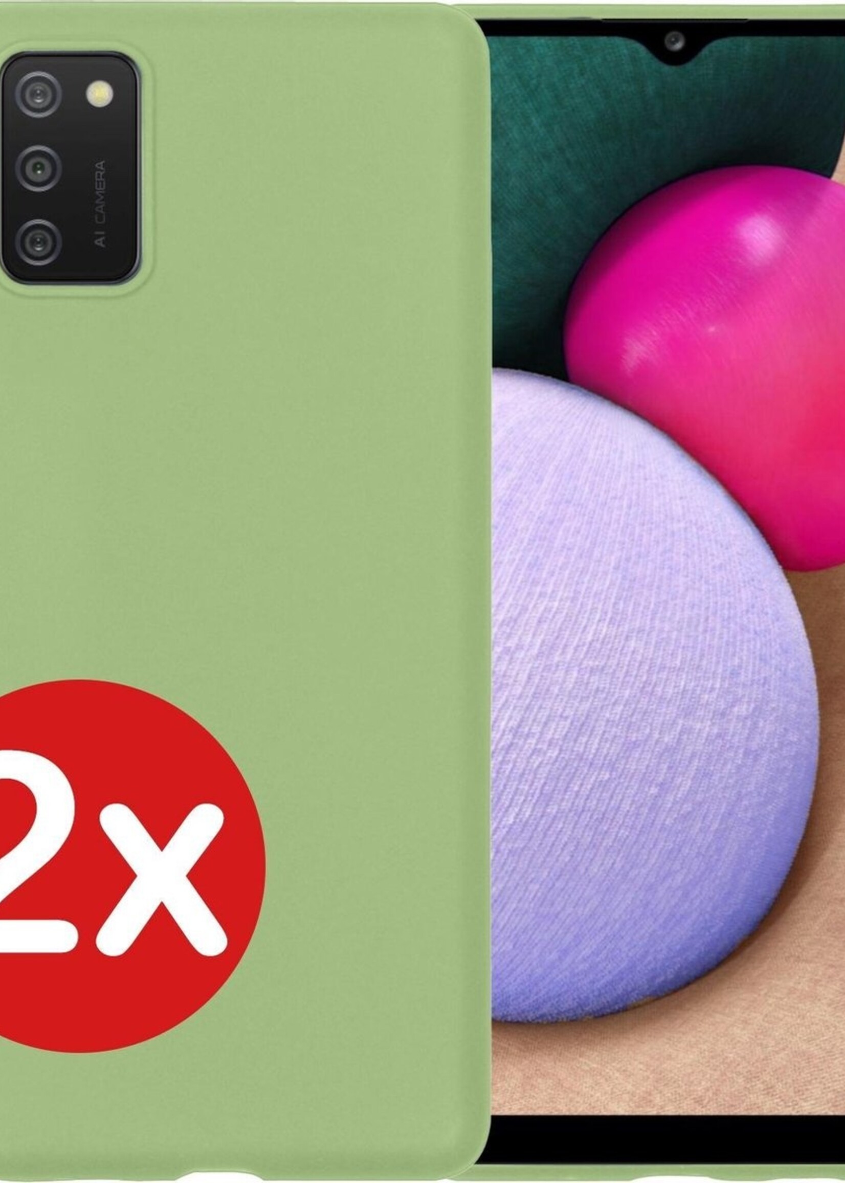 BTH Hoesje Geschikt voor Samsung A02s Hoesje Siliconen Case Hoes - Hoes Geschikt voor Samsung Galaxy A02s Hoes Cover Case - Groen - 2 PACK