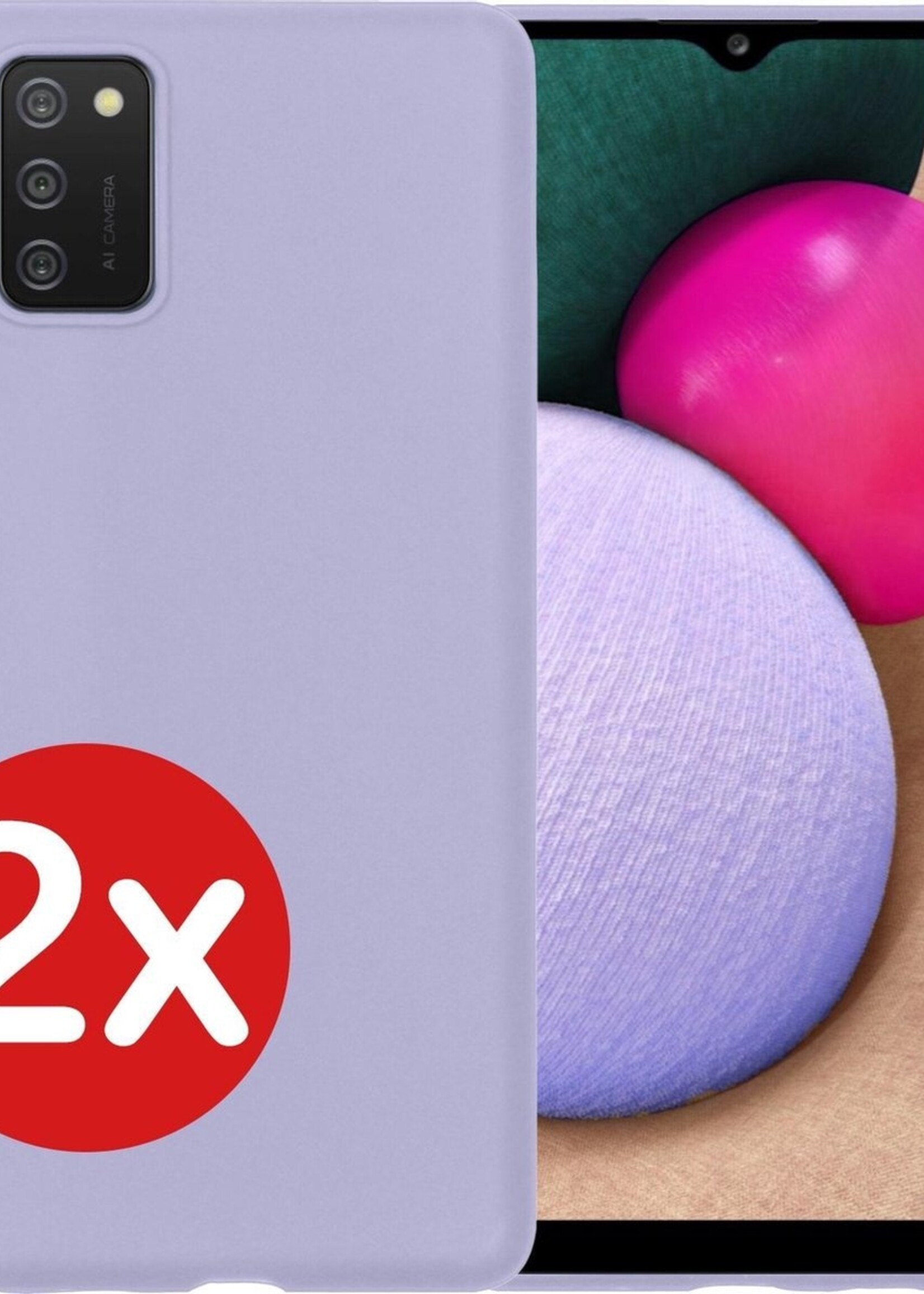 BTH Hoesje Geschikt voor Samsung A02s Hoesje Siliconen Case Hoes - Hoes Geschikt voor Samsung Galaxy A02s Hoes Cover Case - Lila - 2 PACK
