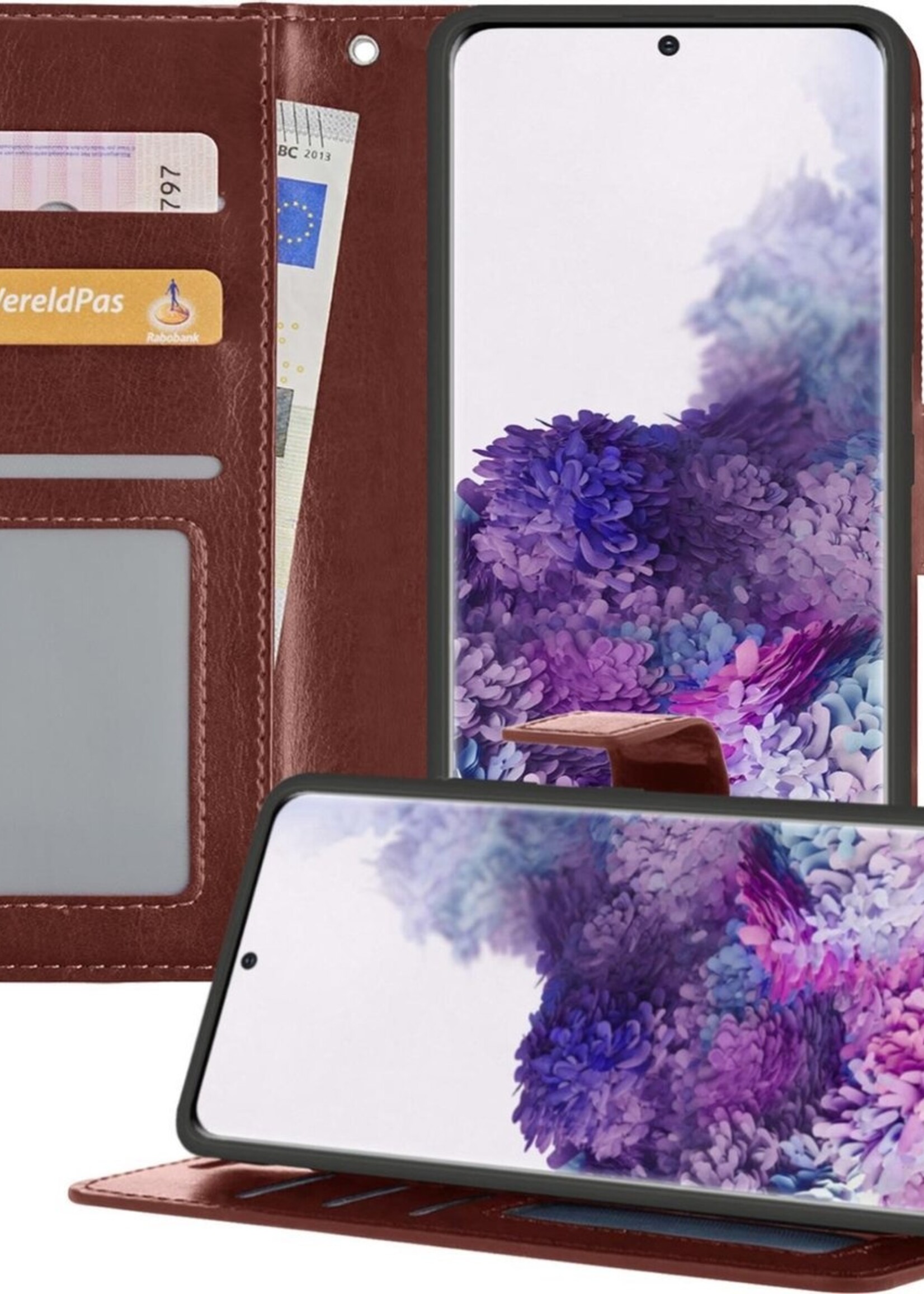 BTH Hoesje Geschikt voor Samsung S20 Hoesje Book Case Hoes Portemonnee Cover Walletcase - Hoes Geschikt voor Samsung Galaxy S20 Hoes Bookcase Hoesje - Bruin