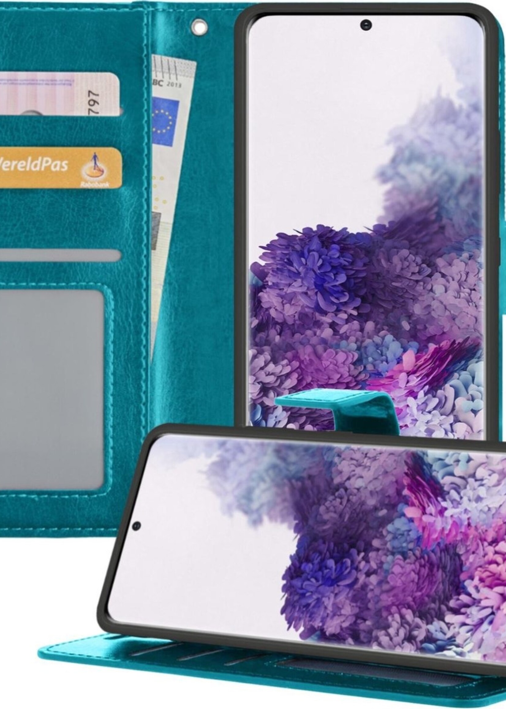 BTH Hoesje Geschikt voor Samsung S20 Hoesje Book Case Hoes Portemonnee Cover Walletcase - Hoes Geschikt voor Samsung Galaxy S20 Hoes Bookcase Hoesje - Turquoise