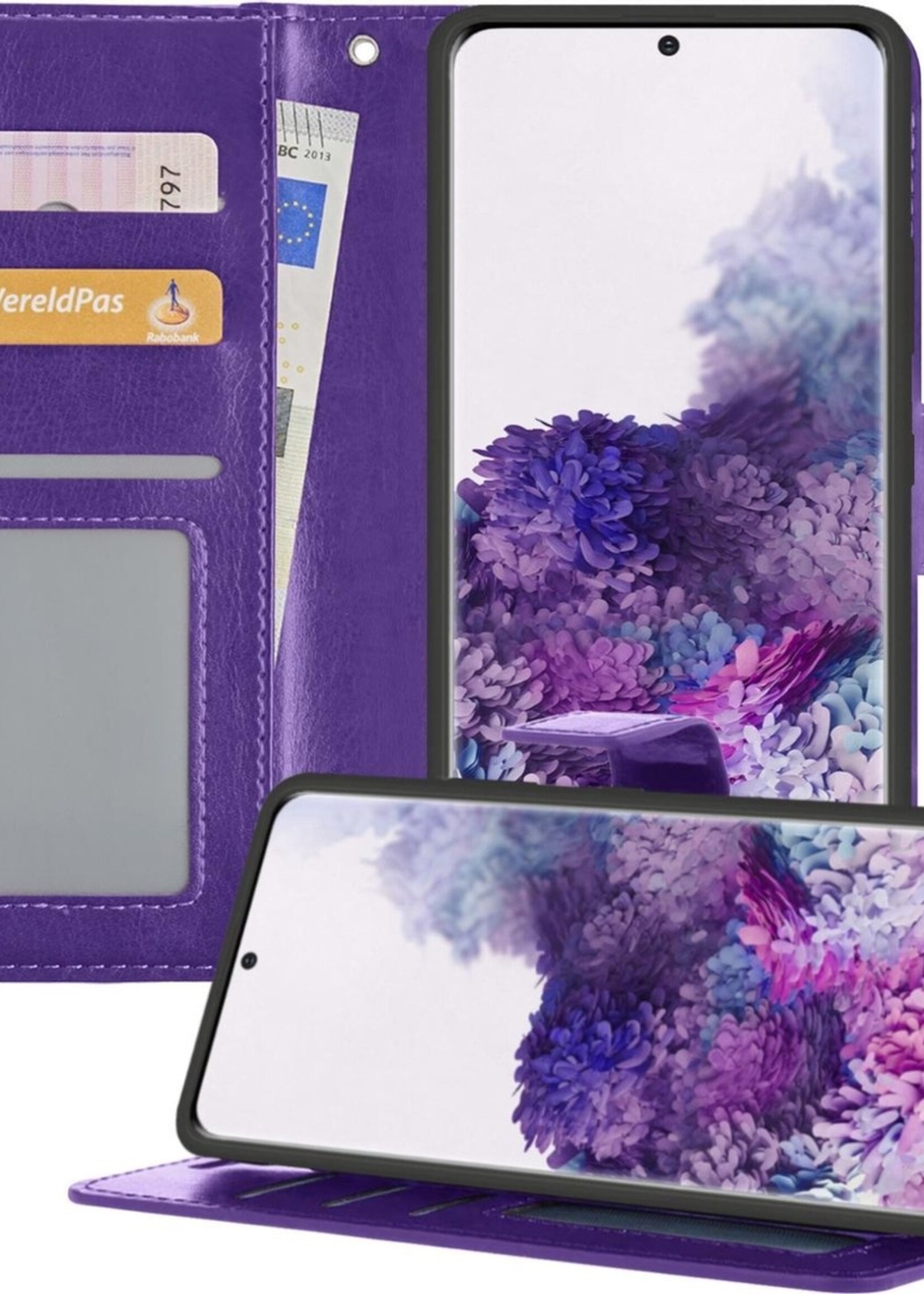 BTH Hoesje Geschikt voor Samsung S20 Hoesje Book Case Hoes Portemonnee Cover Walletcase - Hoes Geschikt voor Samsung Galaxy S20 Hoes Bookcase Hoesje - Paars