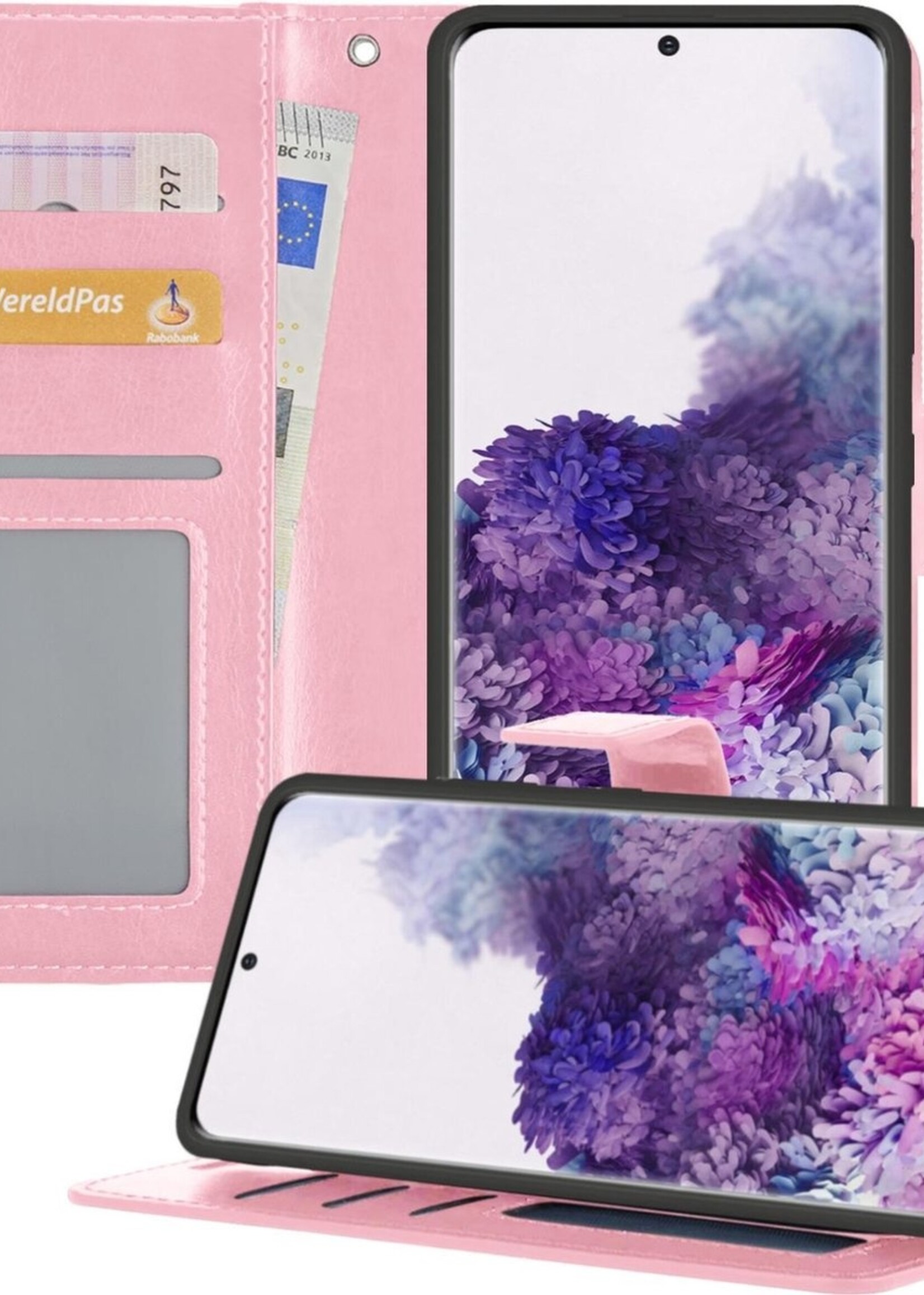 BTH Hoesje Geschikt voor Samsung S20 Plus Hoesje Book Case Hoes Portemonnee Cover Walletcase - Hoes Geschikt voor Samsung Galaxy S20 Plus Hoes Bookcase Hoesje - Roze