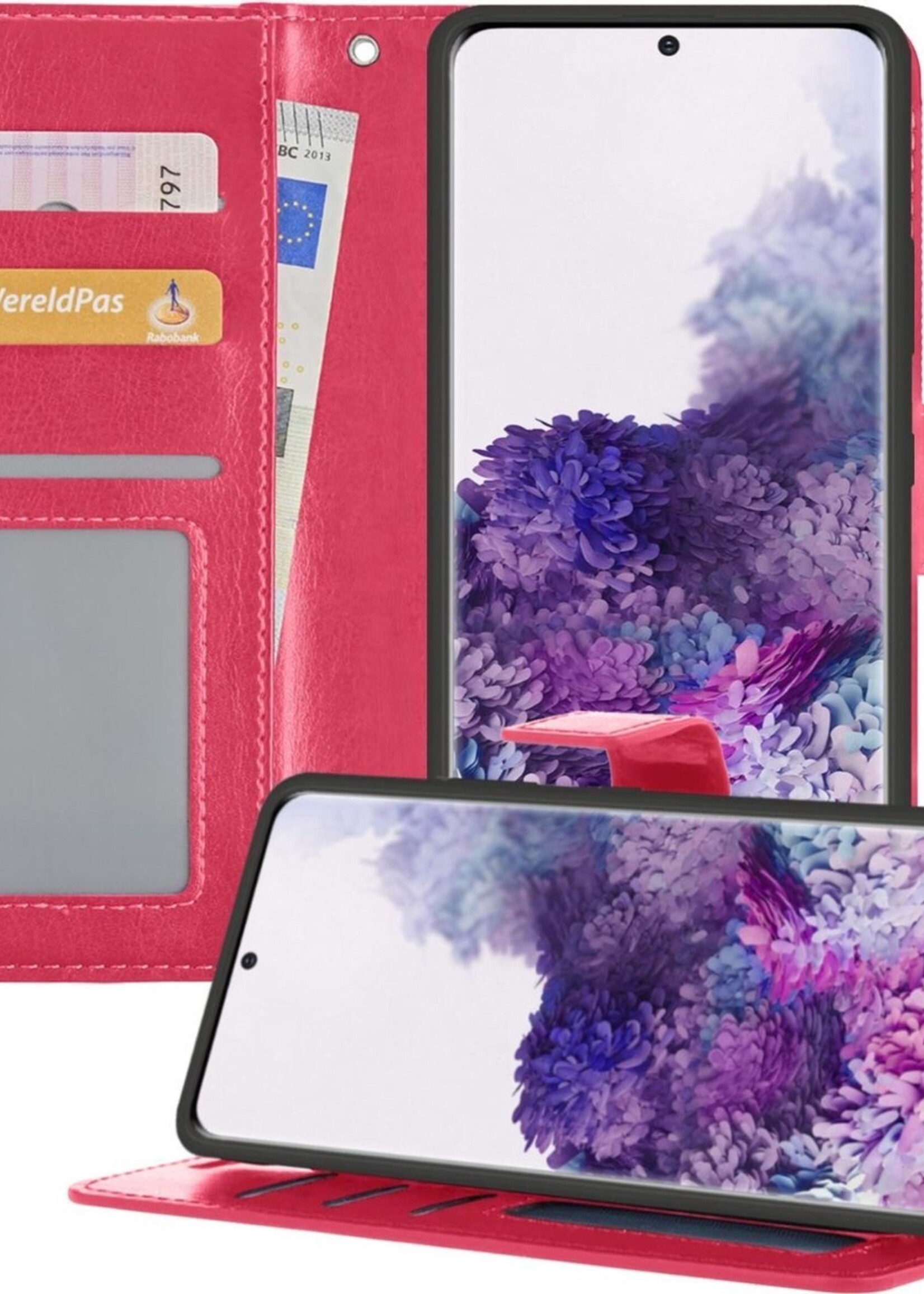 BTH Hoesje Geschikt voor Samsung S20 Plus Hoesje Book Case Hoes Portemonnee Cover Walletcase - Hoes Geschikt voor Samsung Galaxy S20 Plus Hoes Bookcase Hoesje - Roze