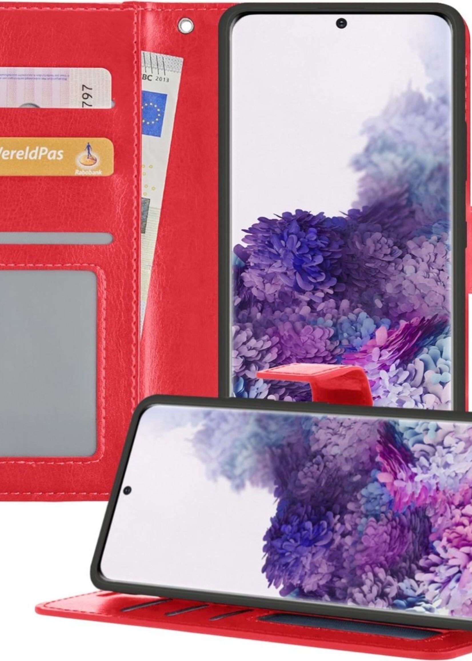 BTH Hoesje Geschikt voor Samsung S20 Ultra Hoesje Book Case Hoes Portemonnee Cover Walletcase - Hoes Geschikt voor Samsung Galaxy S20 Ultra Hoes Bookcase Hoesje - Rood