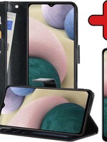 BTH BTH Samsung Galaxy A12 Hoesje Bookcase Zwart Met Screenprotector