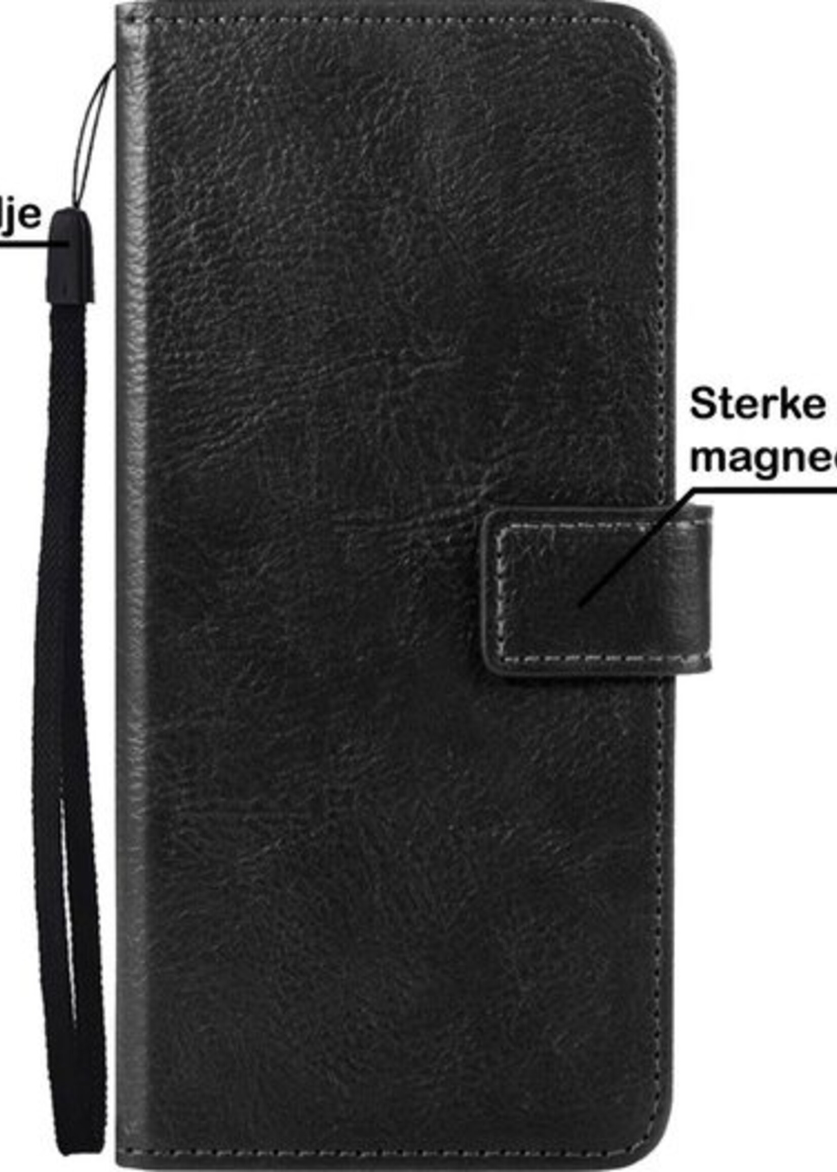 BTH Hoesje Geschikt voor Samsung A12 Hoesje Book Case Hoes Portemonnee Cover Walletcase Met Screenprotector - Hoes Geschikt voor Samsung Galaxy A12 Hoes Bookcase Hoesje - Zwart