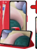 BTH BTH Samsung Galaxy A12 Hoesje Bookcase Rood Met Screenprotector