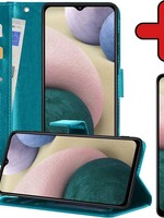 BTH BTH Samsung Galaxy A12 Hoesje Bookcase Turquoise Met Screenprotector