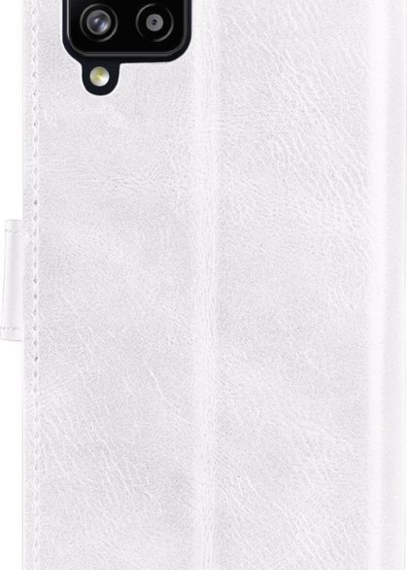 BTH Hoesje Geschikt voor Samsung A12 Hoesje Book Case Hoes Portemonnee Cover Walletcase Met Screenprotector - Hoes Geschikt voor Samsung Galaxy A12 Hoes Bookcase Hoesje - Wit