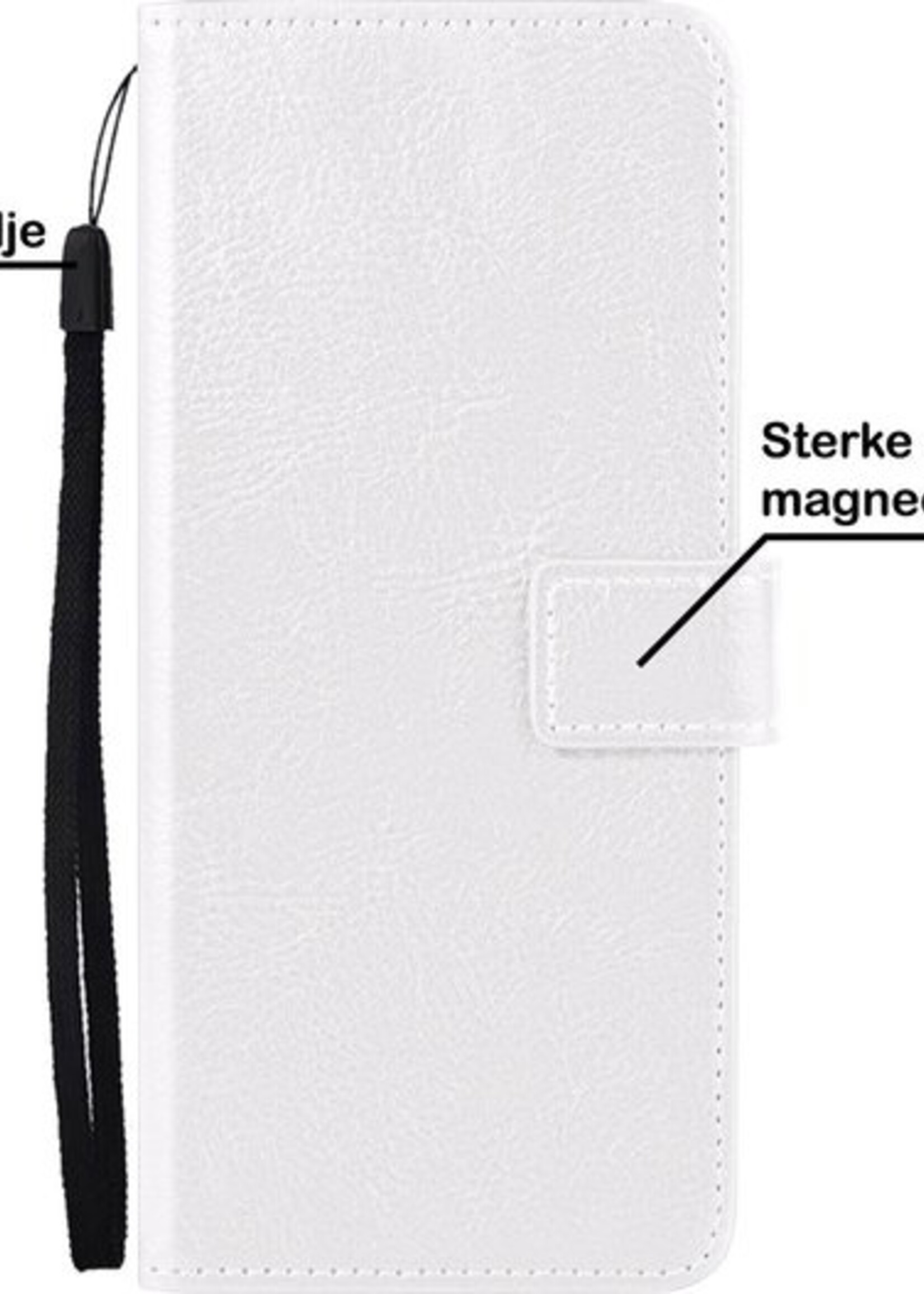 BTH Hoesje Geschikt voor Samsung A12 Hoesje Book Case Hoes Portemonnee Cover Walletcase Met Screenprotector - Hoes Geschikt voor Samsung Galaxy A12 Hoes Bookcase Hoesje - Wit