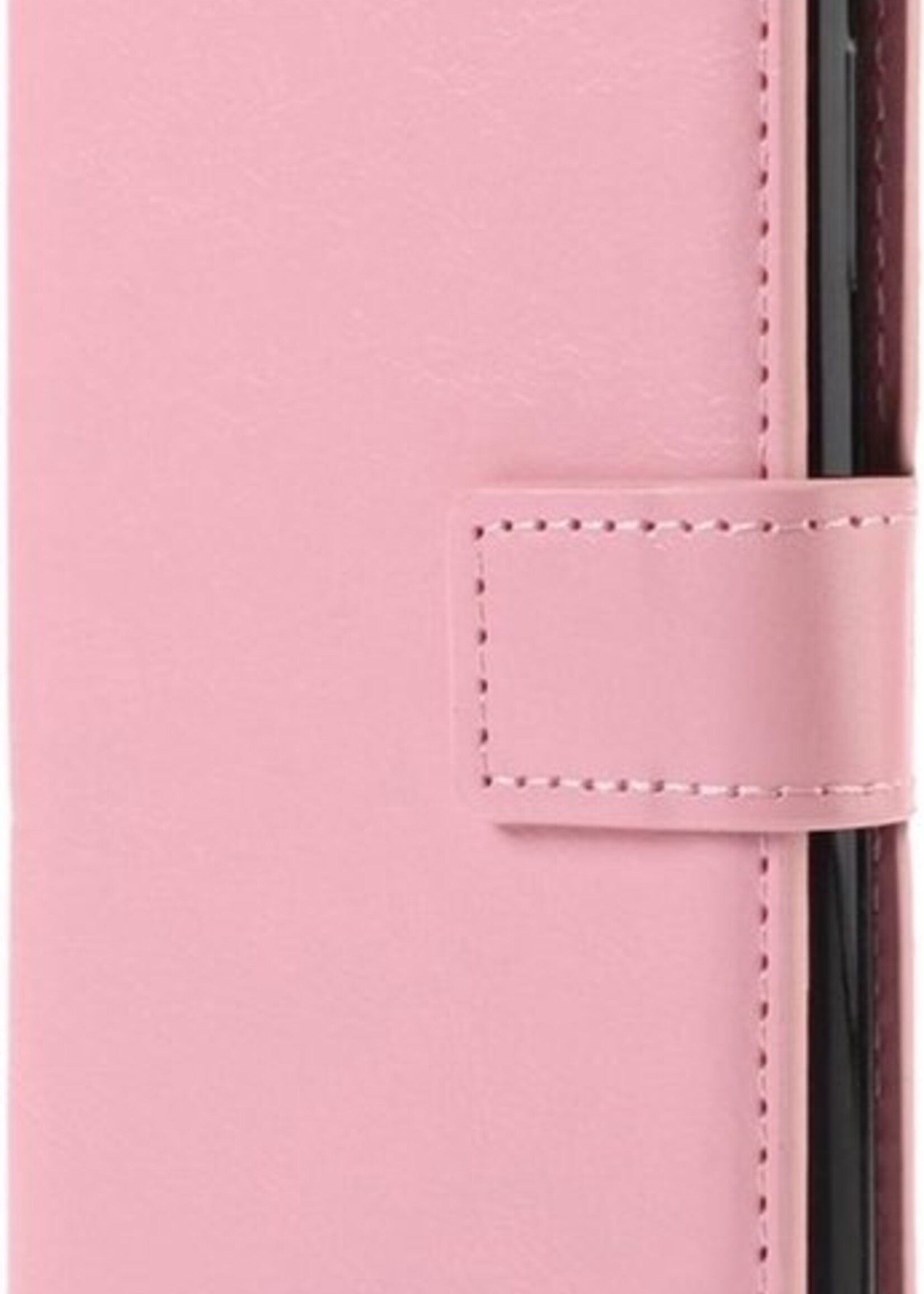 BTH Hoesje Geschikt voor Samsung A12 Hoesje Book Case Hoes Portemonnee Cover Walletcase Met Screenprotector - Hoes Geschikt voor Samsung Galaxy A12 Hoes Bookcase Hoesje - Lichtroze