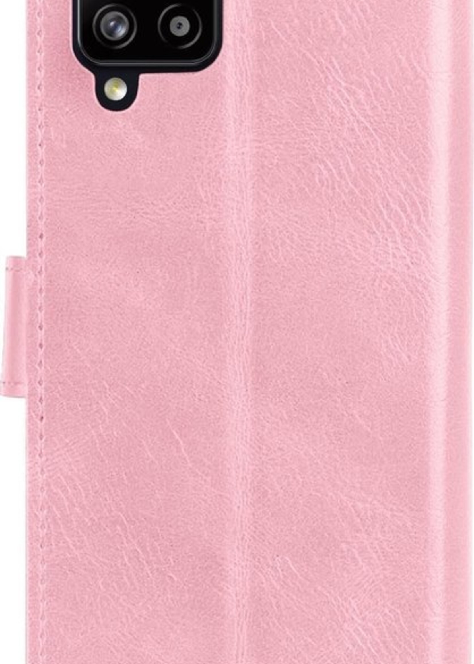 BTH Hoesje Geschikt voor Samsung A12 Hoesje Book Case Hoes Portemonnee Cover Walletcase Met Screenprotector - Hoes Geschikt voor Samsung Galaxy A12 Hoes Bookcase Hoesje - Lichtroze