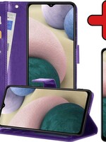BTH BTH Samsung Galaxy A12 Hoesje Bookcase Paars Met Screenprotector
