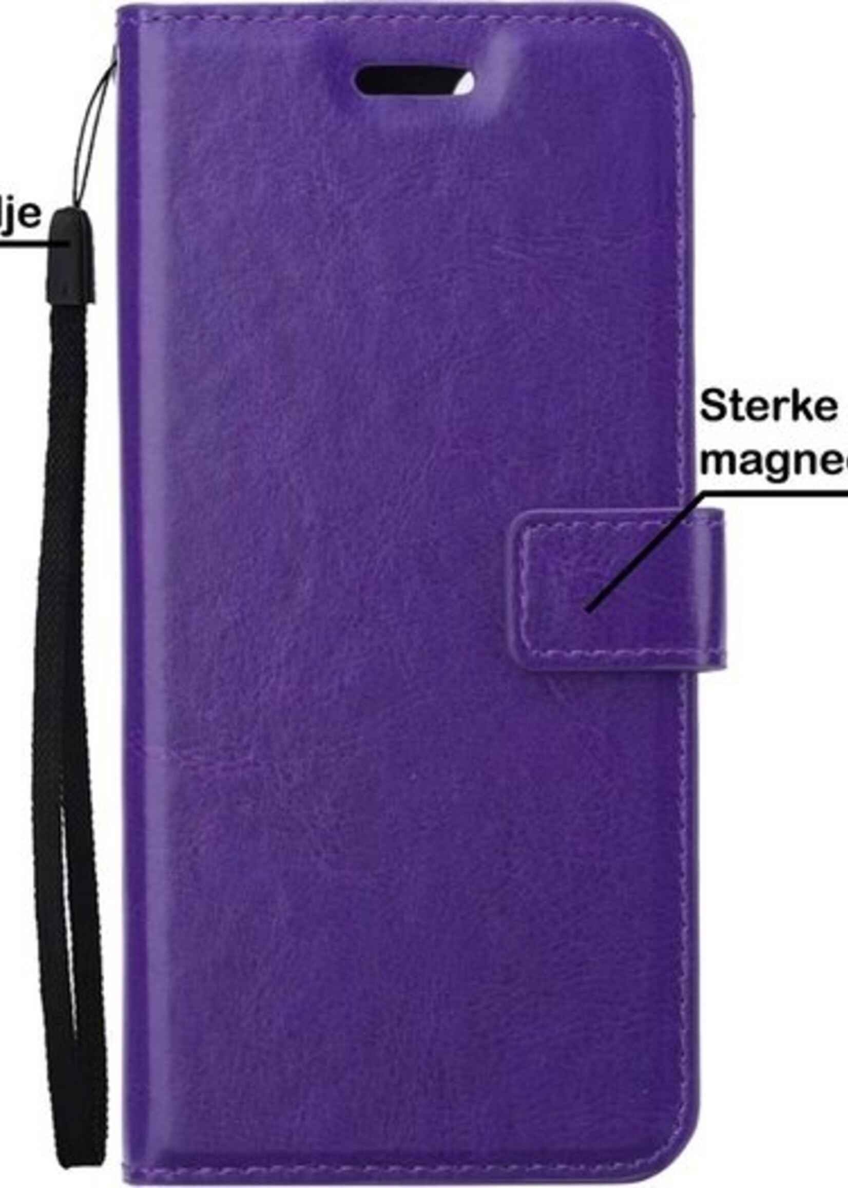 BTH Hoesje Geschikt voor Samsung A12 Hoesje Book Case Hoes Portemonnee Cover Walletcase Met Screenprotector - Hoes Geschikt voor Samsung Galaxy A12 Hoes Bookcase Hoesje - Paars