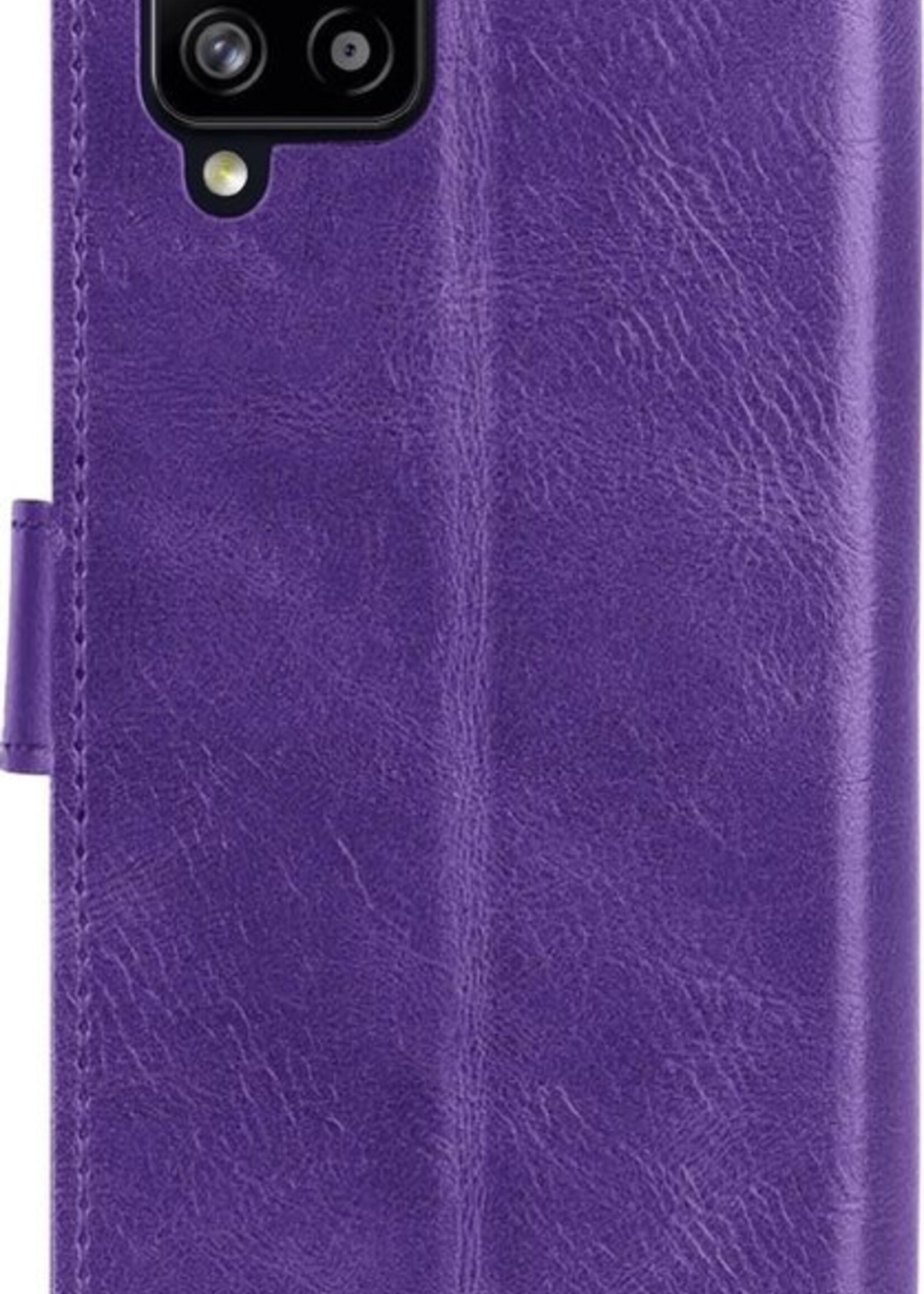 BTH Hoesje Geschikt voor Samsung A12 Hoesje Book Case Hoes Portemonnee Cover Walletcase Met Screenprotector - Hoes Geschikt voor Samsung Galaxy A12 Hoes Bookcase Hoesje - Paars