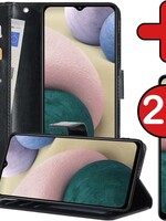BTH BTH Samsung Galaxy A12 Hoesje Bookcase Zwart Met 2x Screenprotector